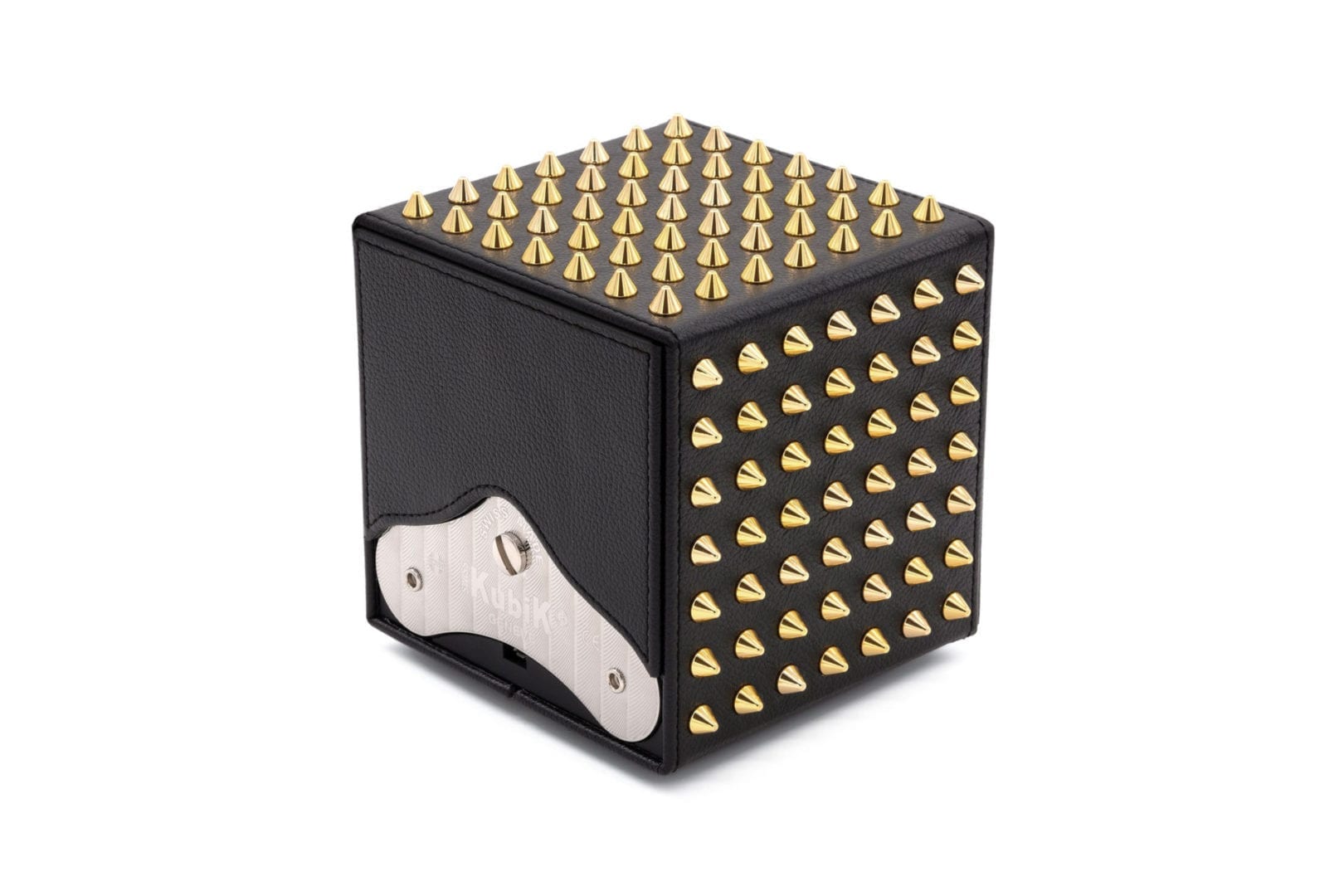 SWISS KUBIK Masterbox Spikes Black Leather/ Gold Watch Winder