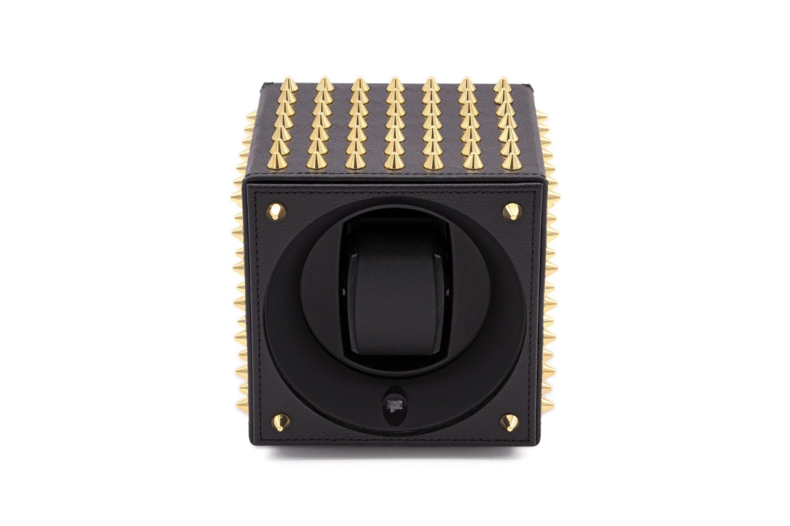 SWISS KUBIK Masterbox Spikes Black Leather/ Gold Watch Winder