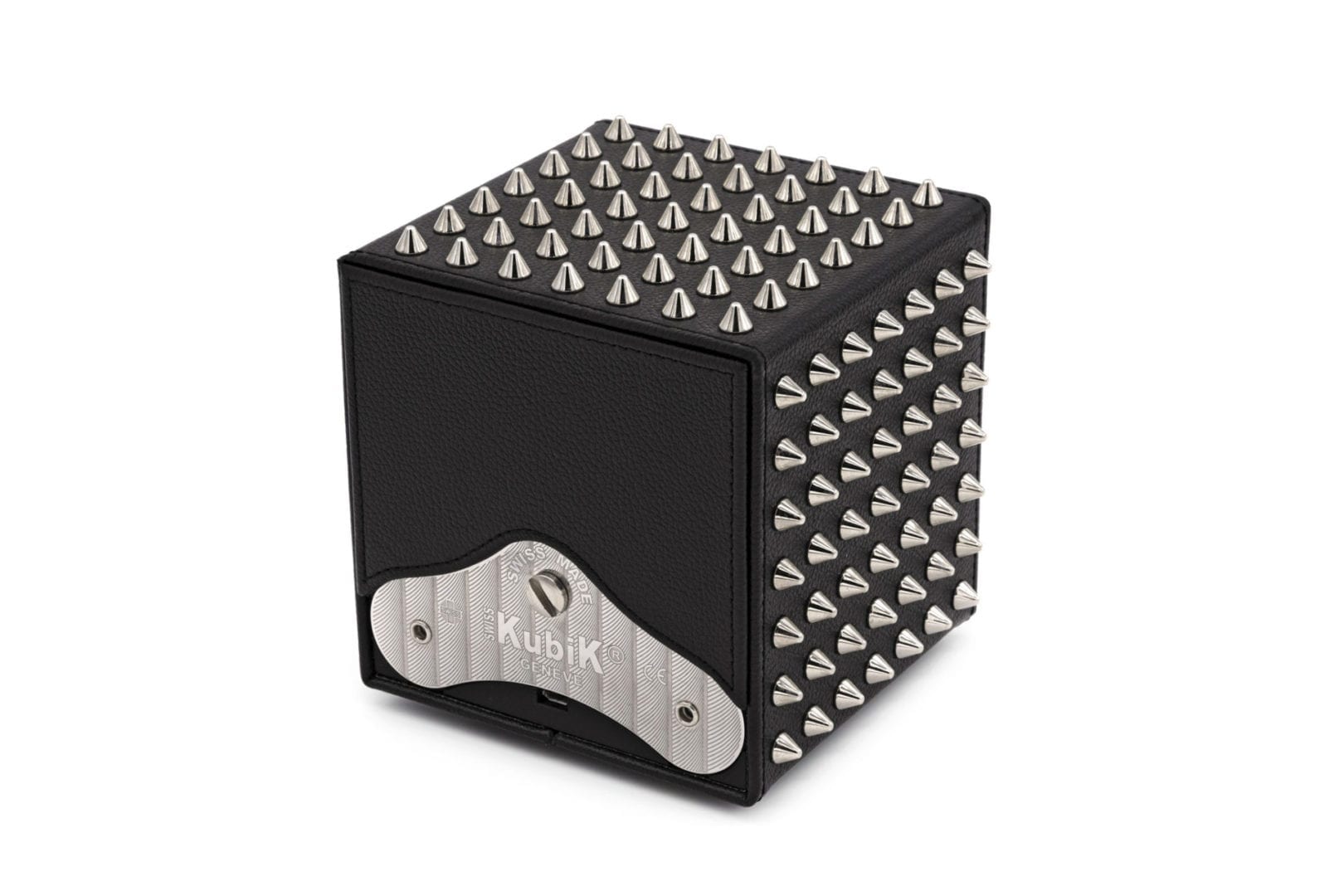 SWISS KUBIK Masterbox Spikes Black Leather/ Silver Watch Winder