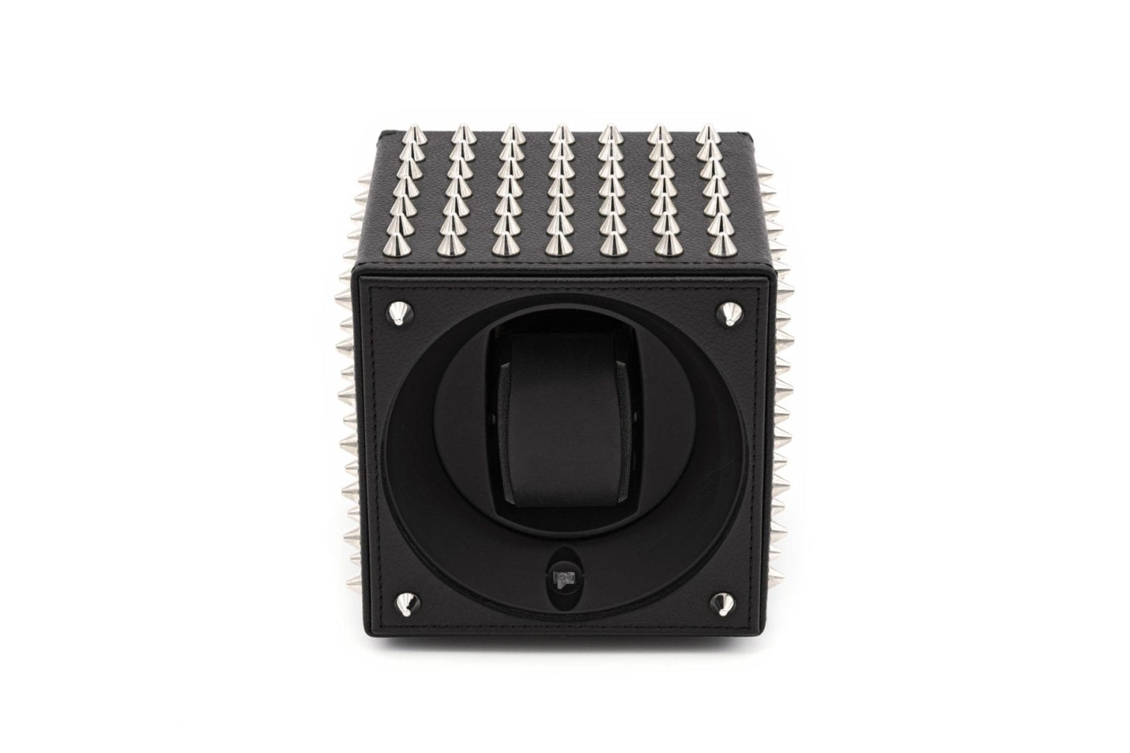 SWISS KUBIK Masterbox Spikes Black Leather/ Silver Watch Winder