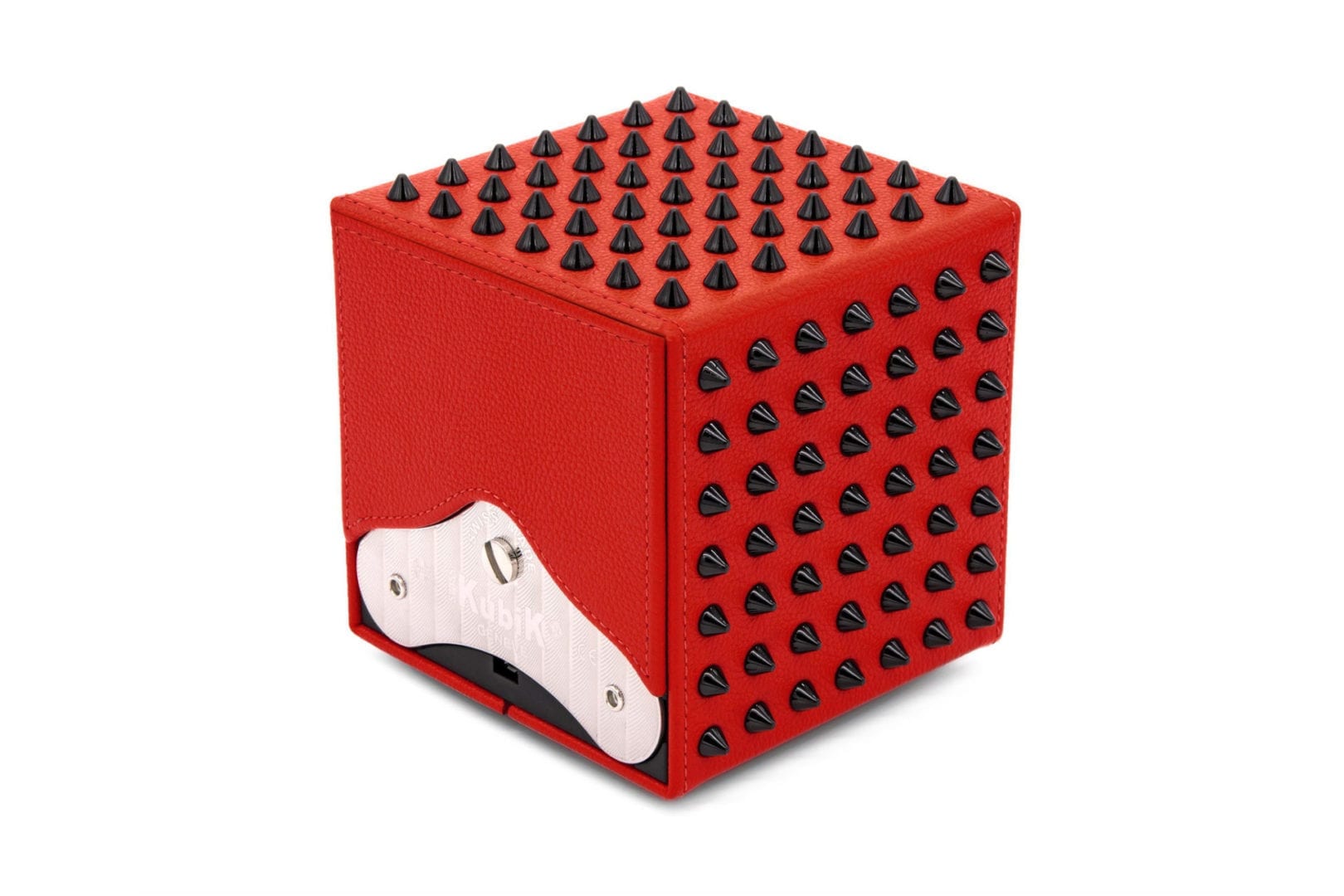 SWISS KUBIK Masterbox Spikes Red Leather/ Black Watch Winder