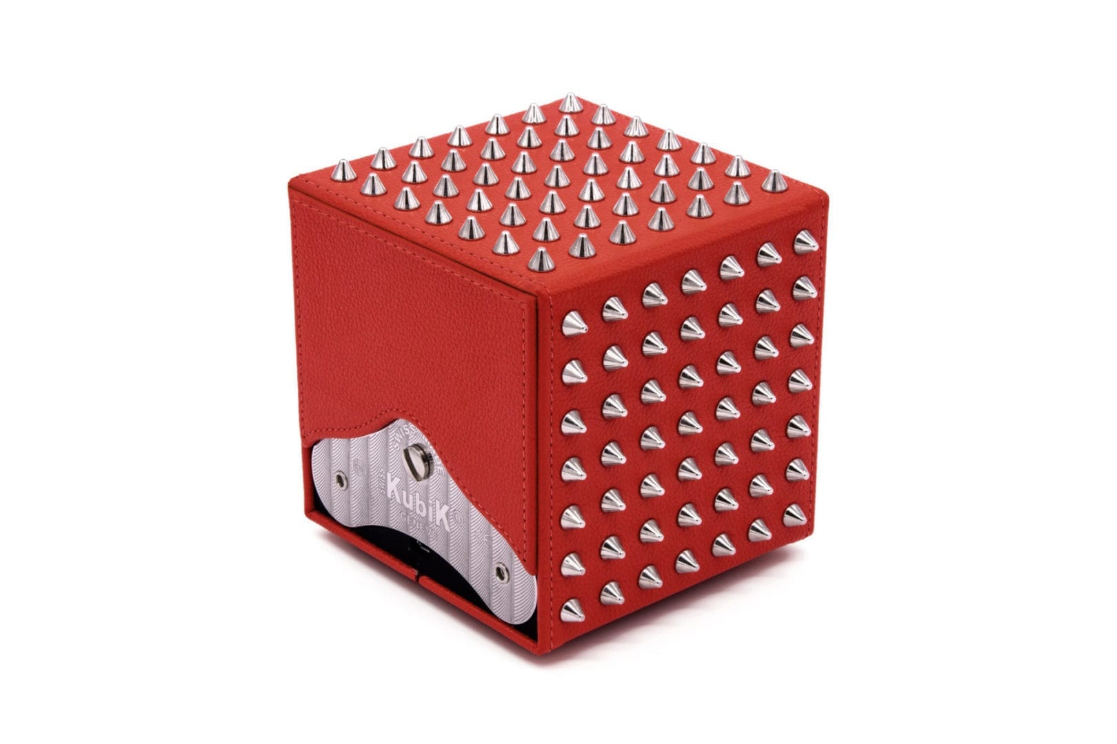 SWISS KUBIK Masterbox Spikes Red Leather/ Silver Watch Winder