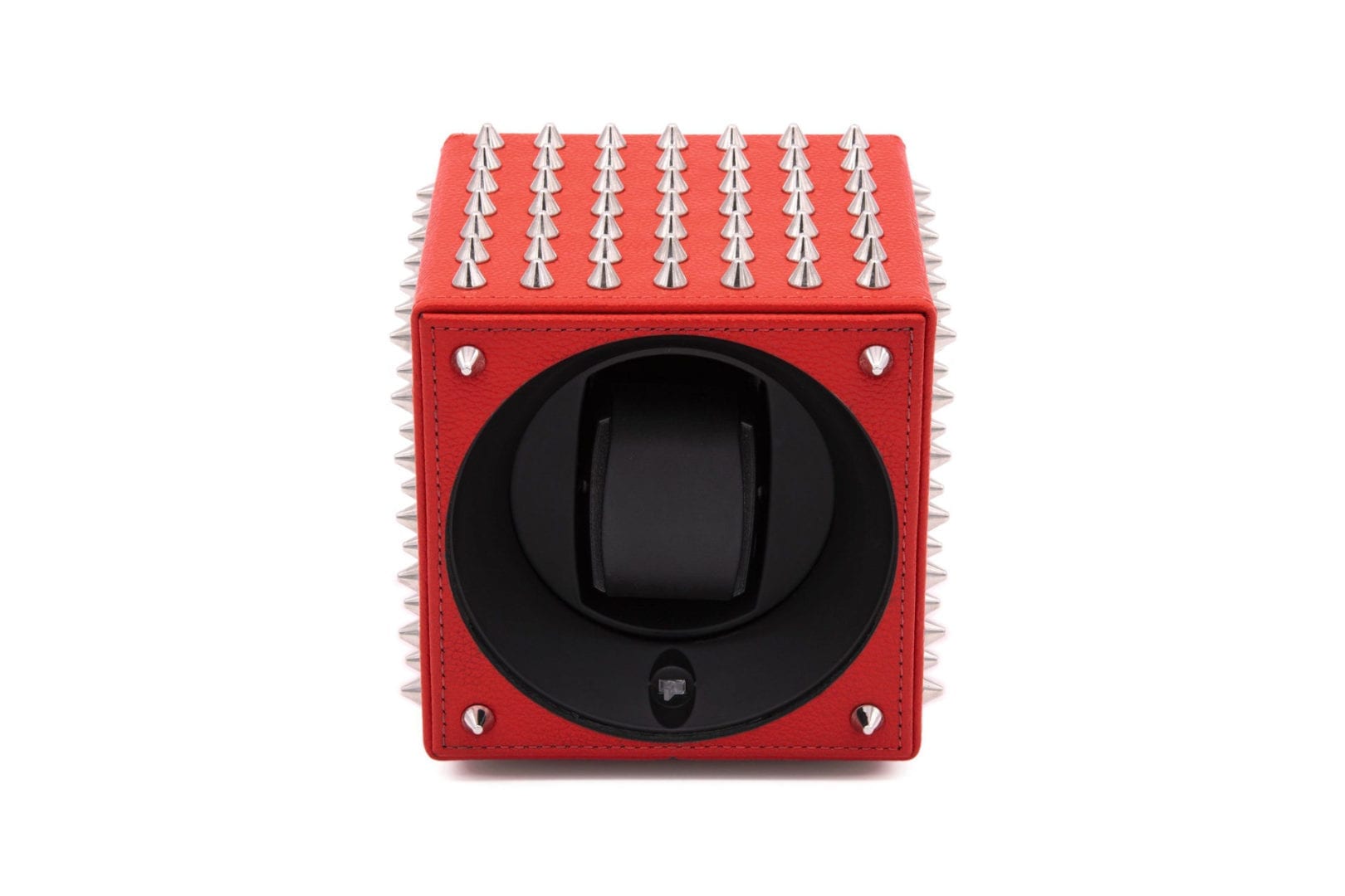 SWISS KUBIK Masterbox Spikes Red Leather/ Silver Watch Winder