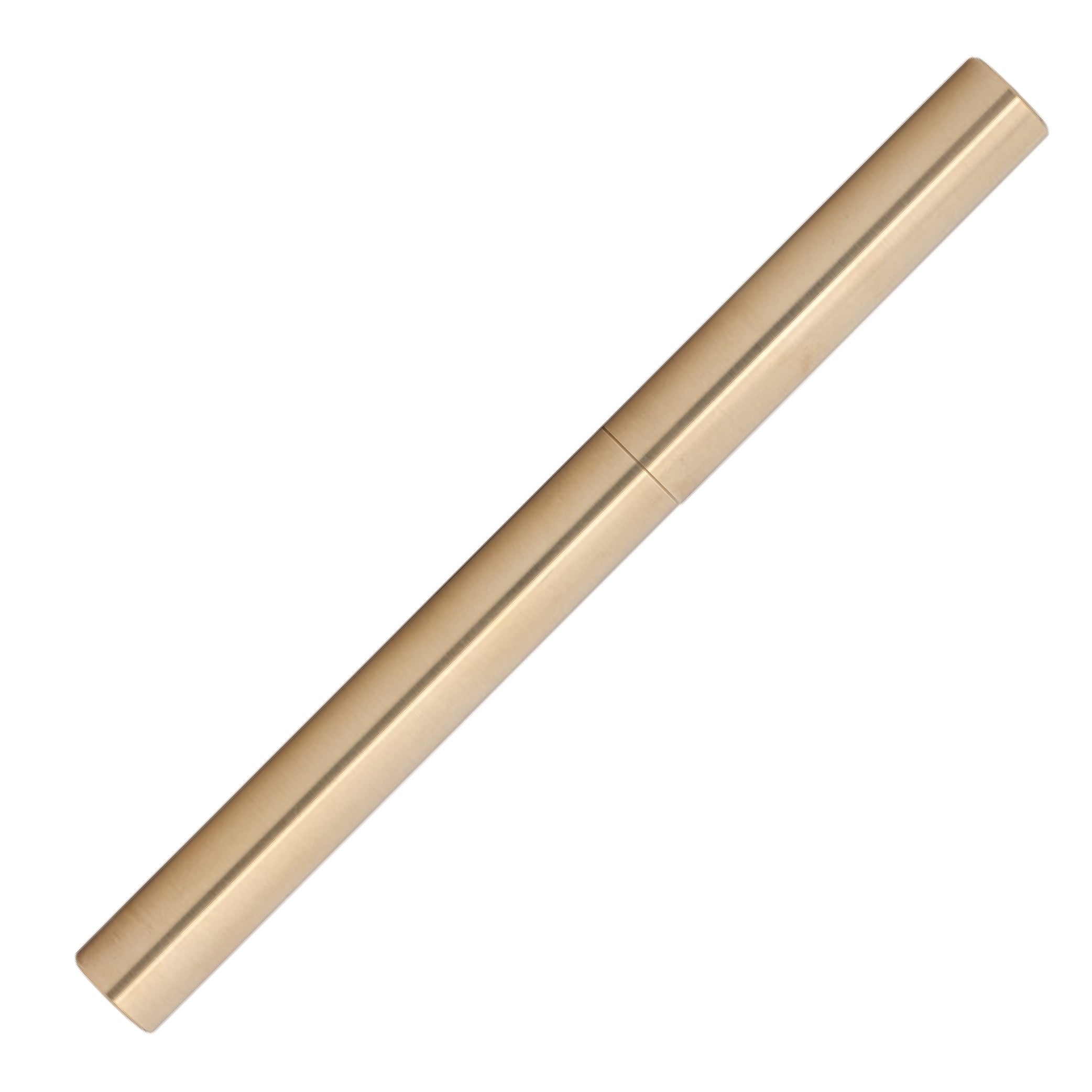 Longcap Brushed Brass with Oak Inlet Fountain Pen