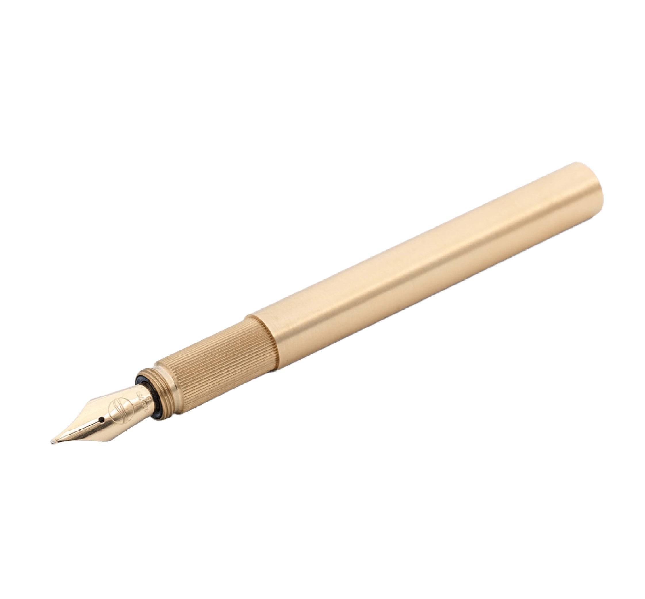 Longcap Brushed Brass with Oak Inlet Fountain Pen
