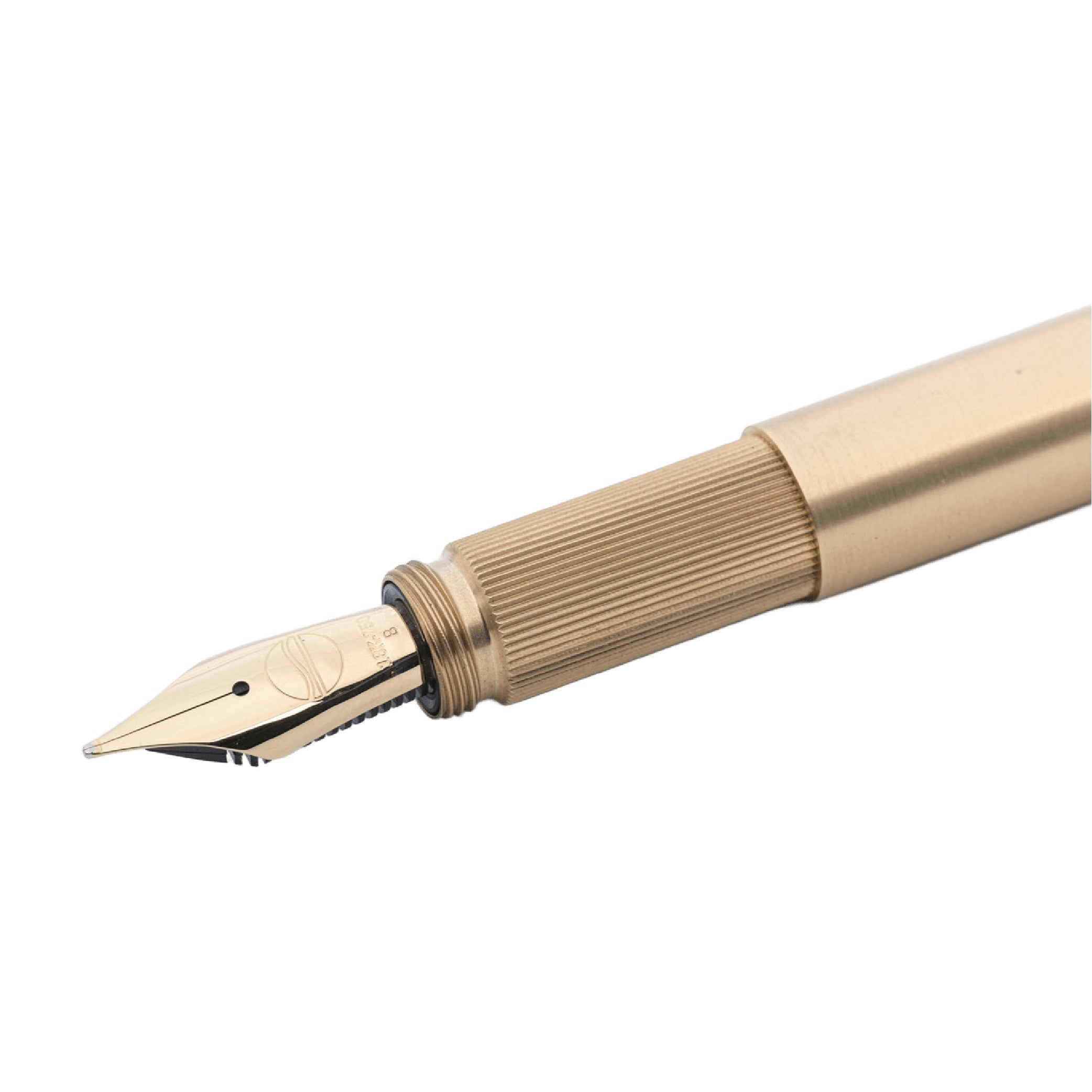 Longcap Brushed Brass with Oak Inlet Fountain Pen