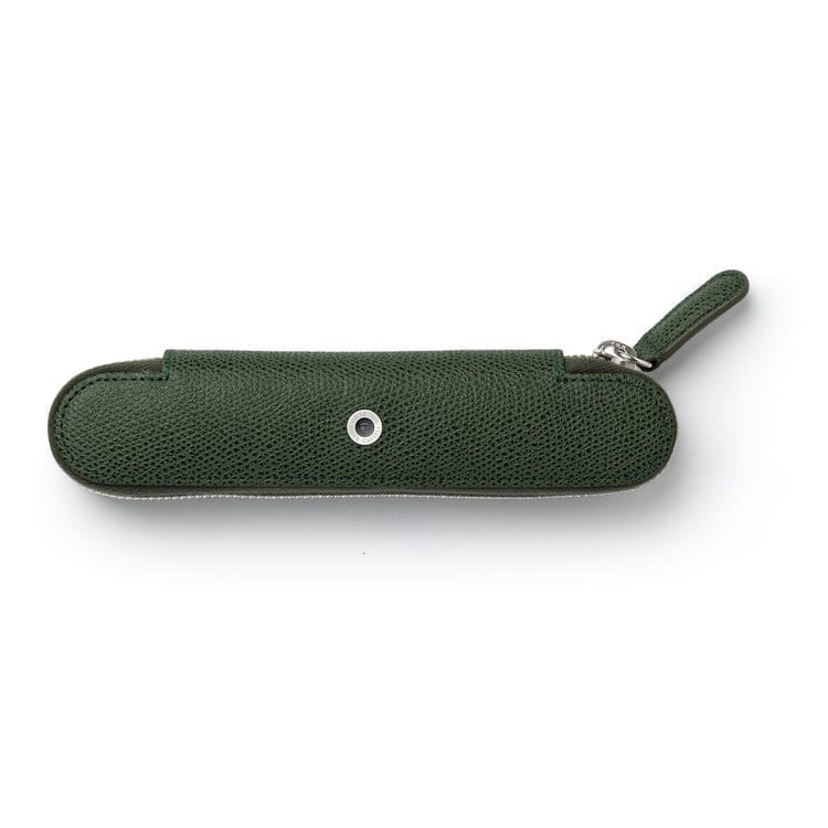 Epsom 1 Pen Case with Zipper Olive Green