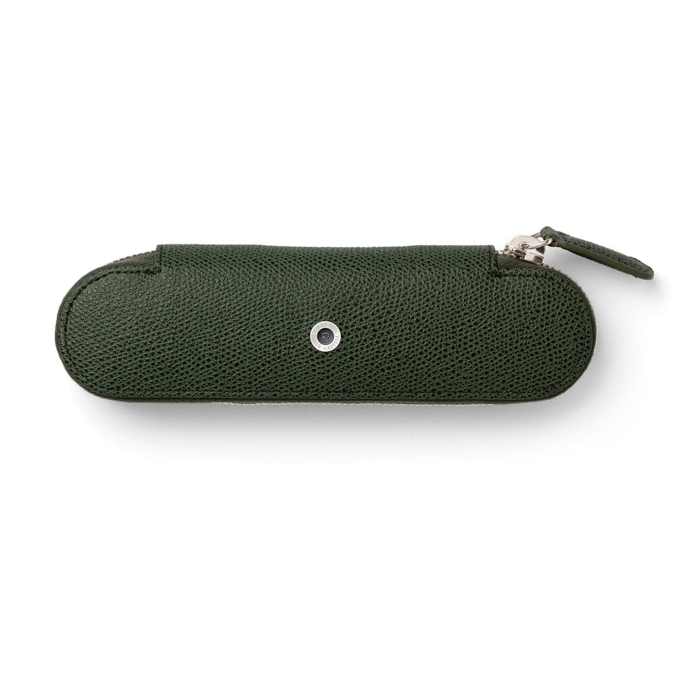 Epsom 2 Pen Case with Zipper Olive Green