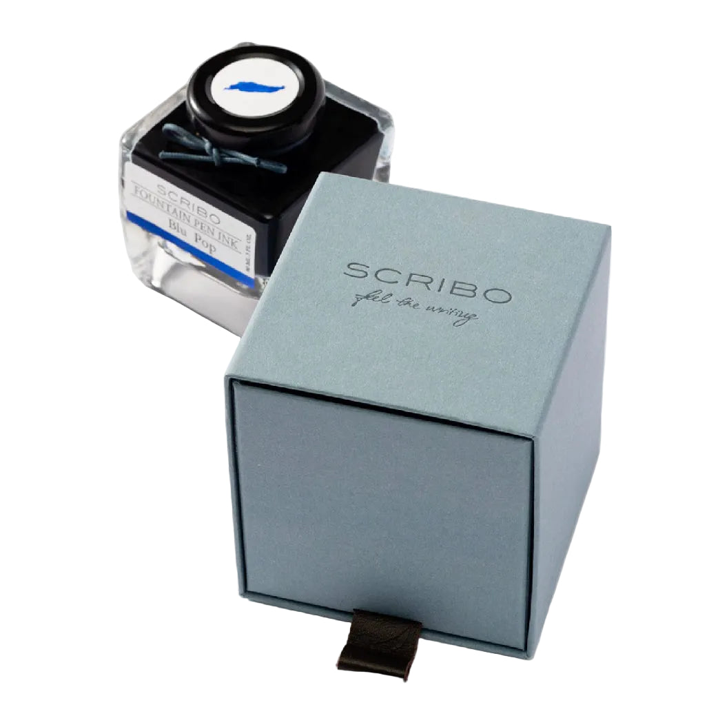 SCRIBO_Blu Pop Ink Bottle, 90ml_Ink & Packaging Picture