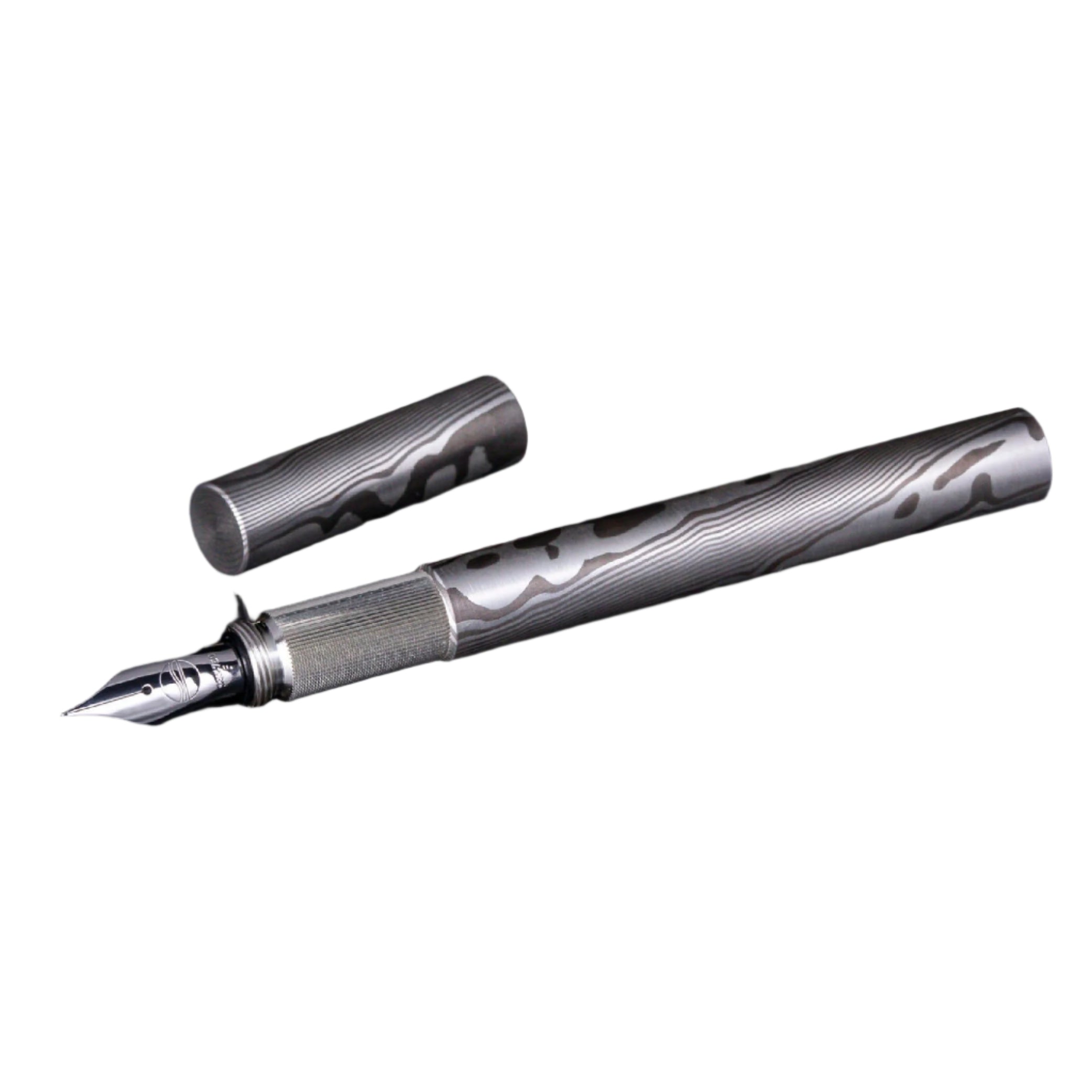 Shortcap Solid Mokume Gane, Fine Silver & Shibuishi Fountain Pen