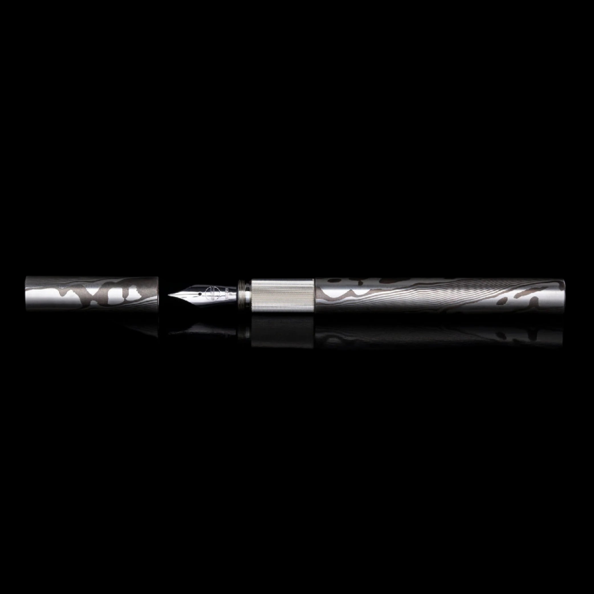 Shortcap Solid Mokume Gane, Fine Silver & Shibuishi Fountain Pen