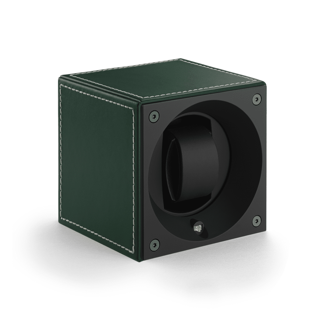 SWISS KUBIK Masterbox Green Leather / White Stitches