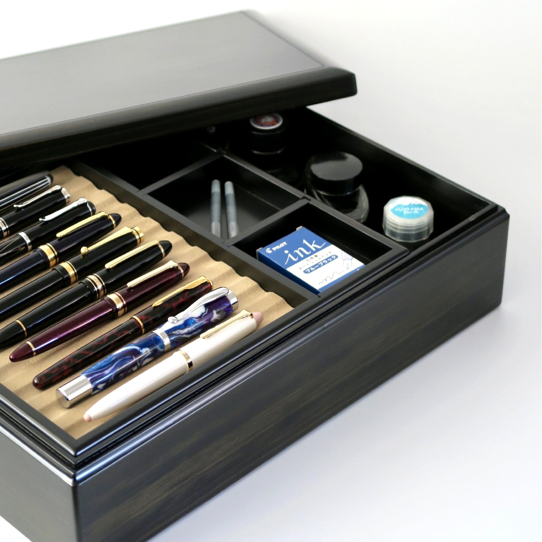 Wooden Letter Box with Pen Mat Black