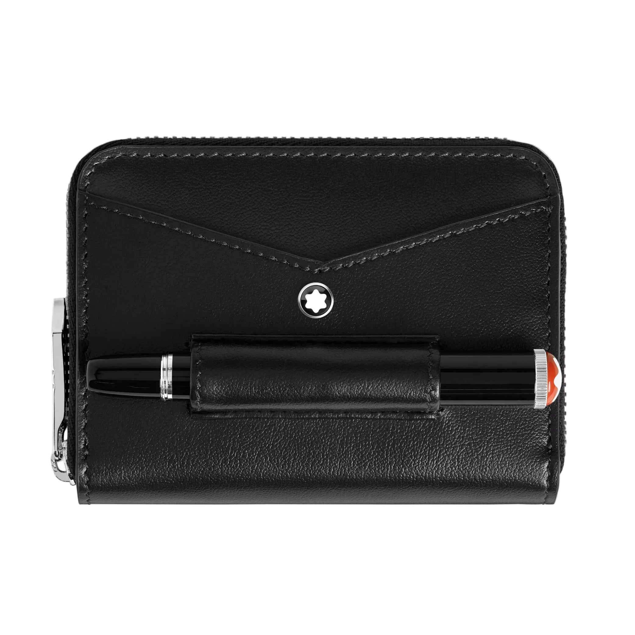 Meisterstück Black Mini Wallet 2cc with Zip and Pen Loop
