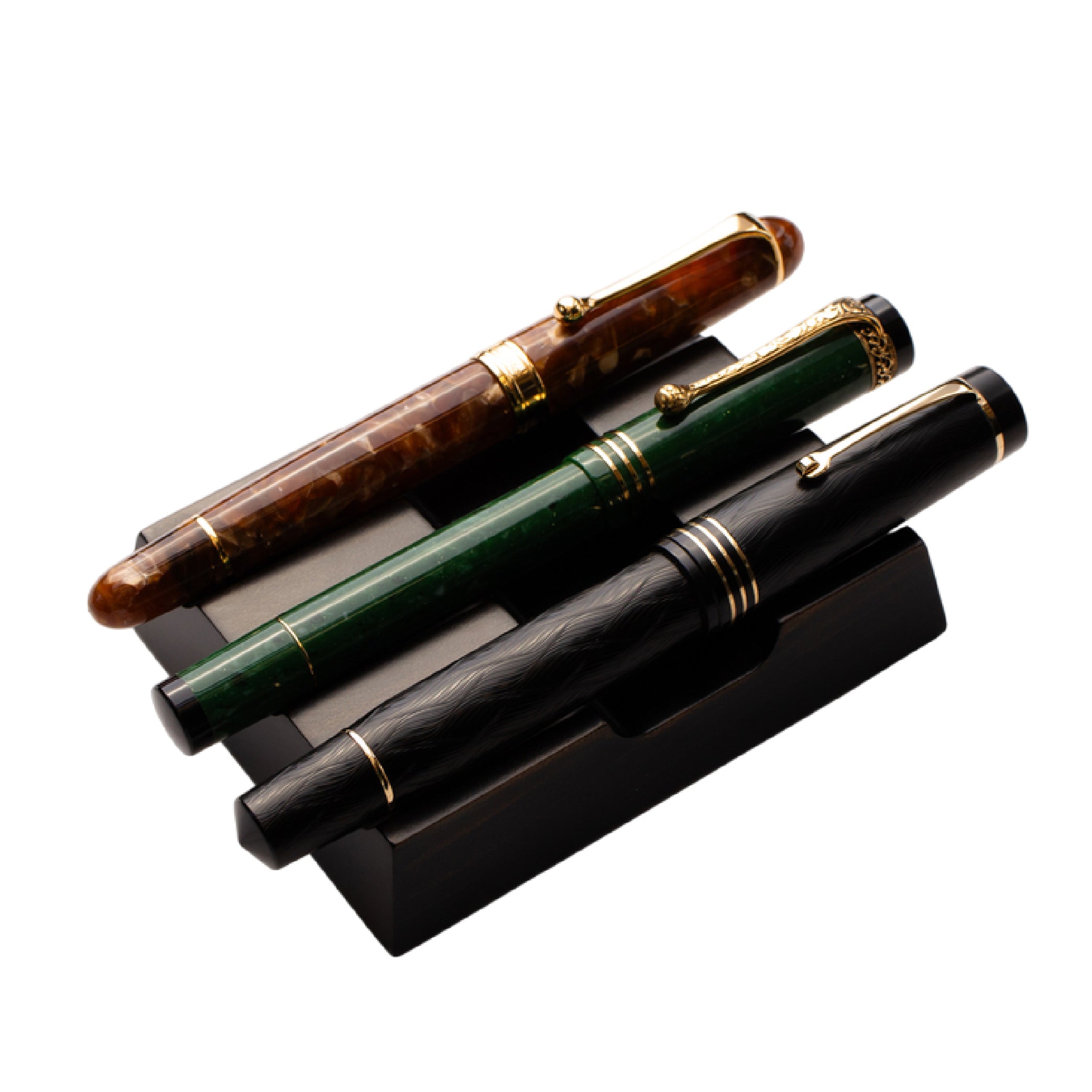 Wooden 3 Pen Rest Black