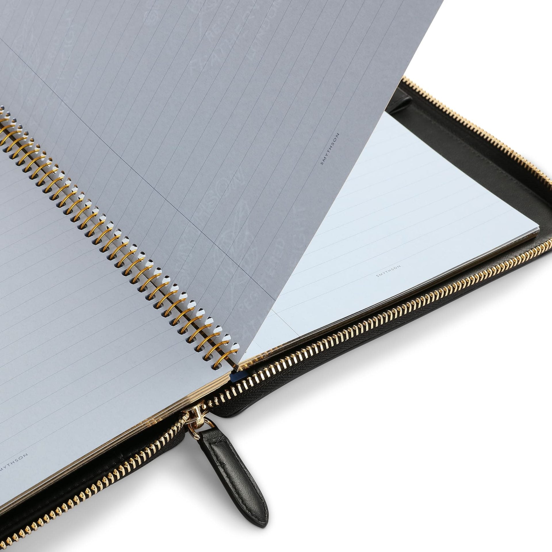 A5 Writing Folder with Zip in Black Panama