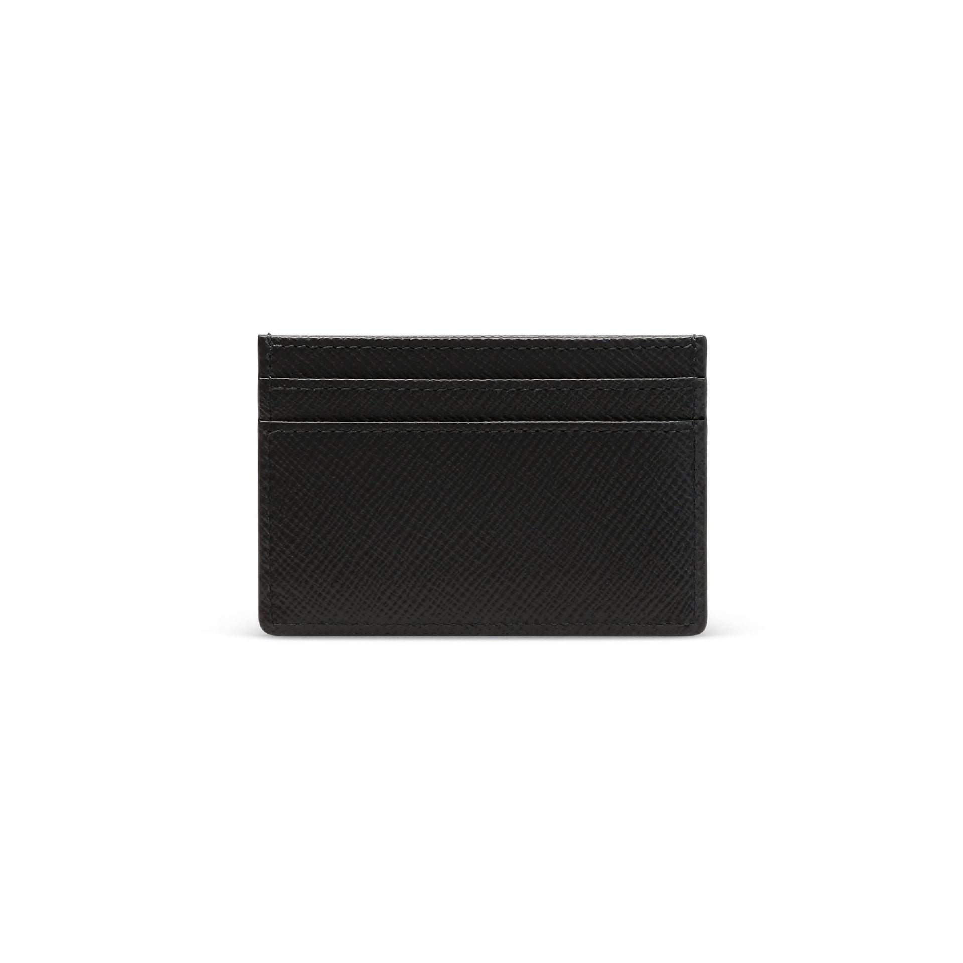 SMYTHSON Black Flat Card Holder in Panama