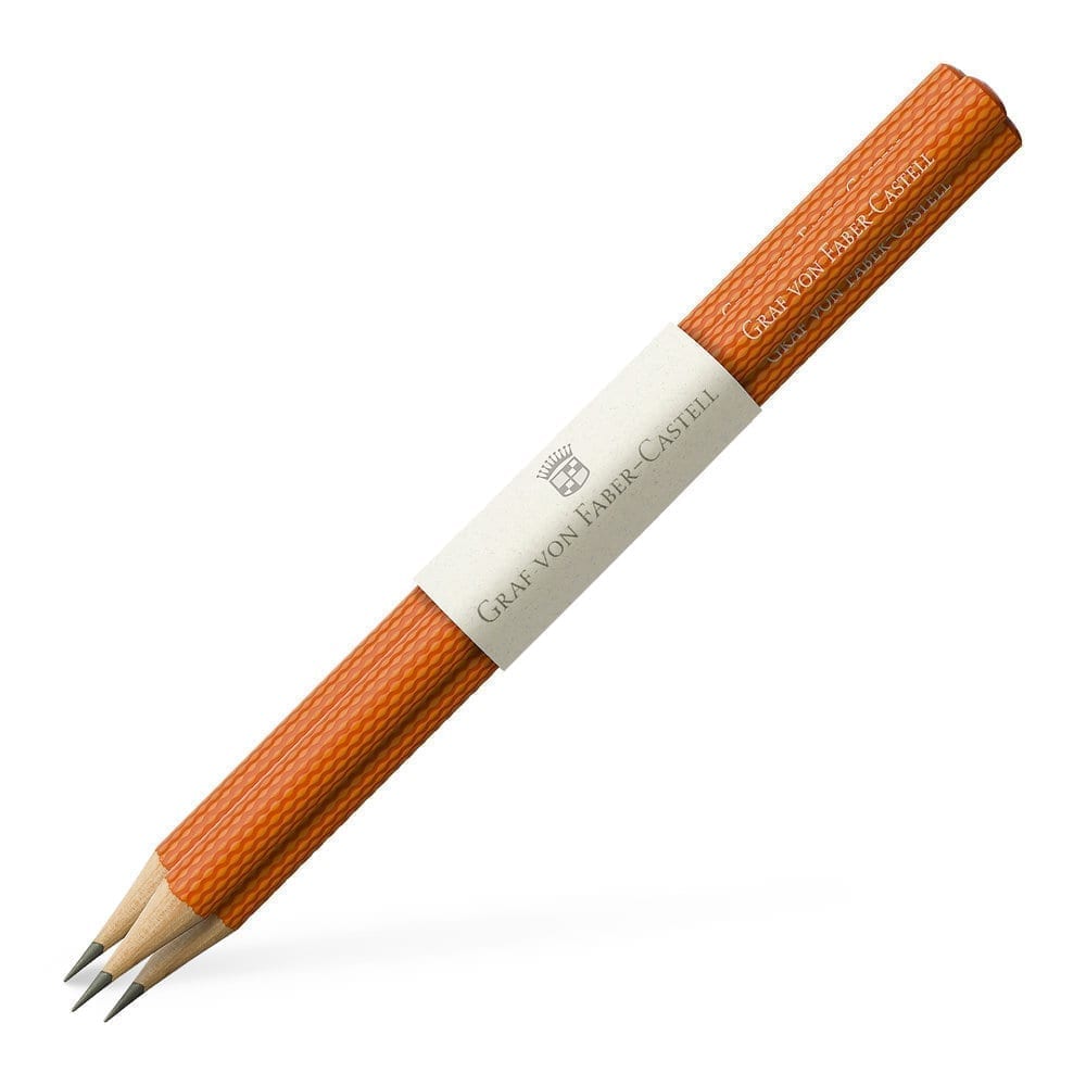 3 Graphite Guilloche Burned Orange Pencils