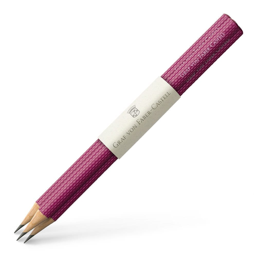 3 Graphite Guilloche Electric Pink Pencils