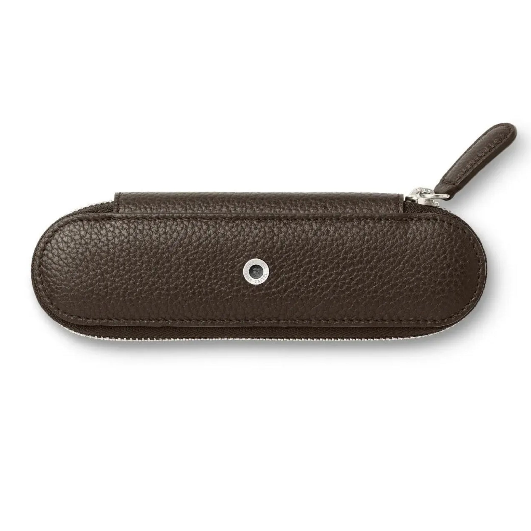 Dark Brown Cashmere Zipper case for 2 pens