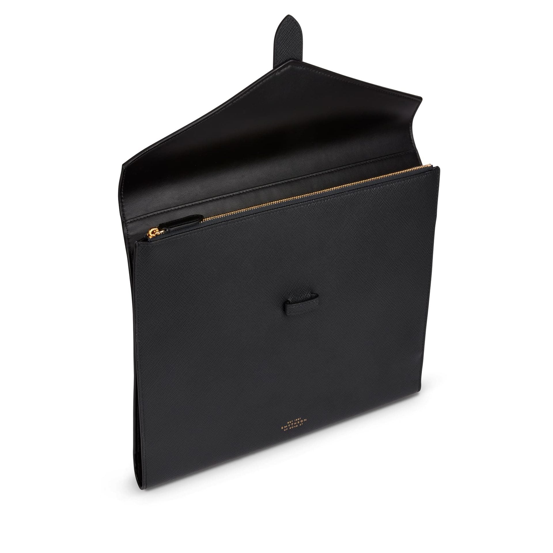 SMYTHSON Black A4 Trifold Writing Folder in Panama