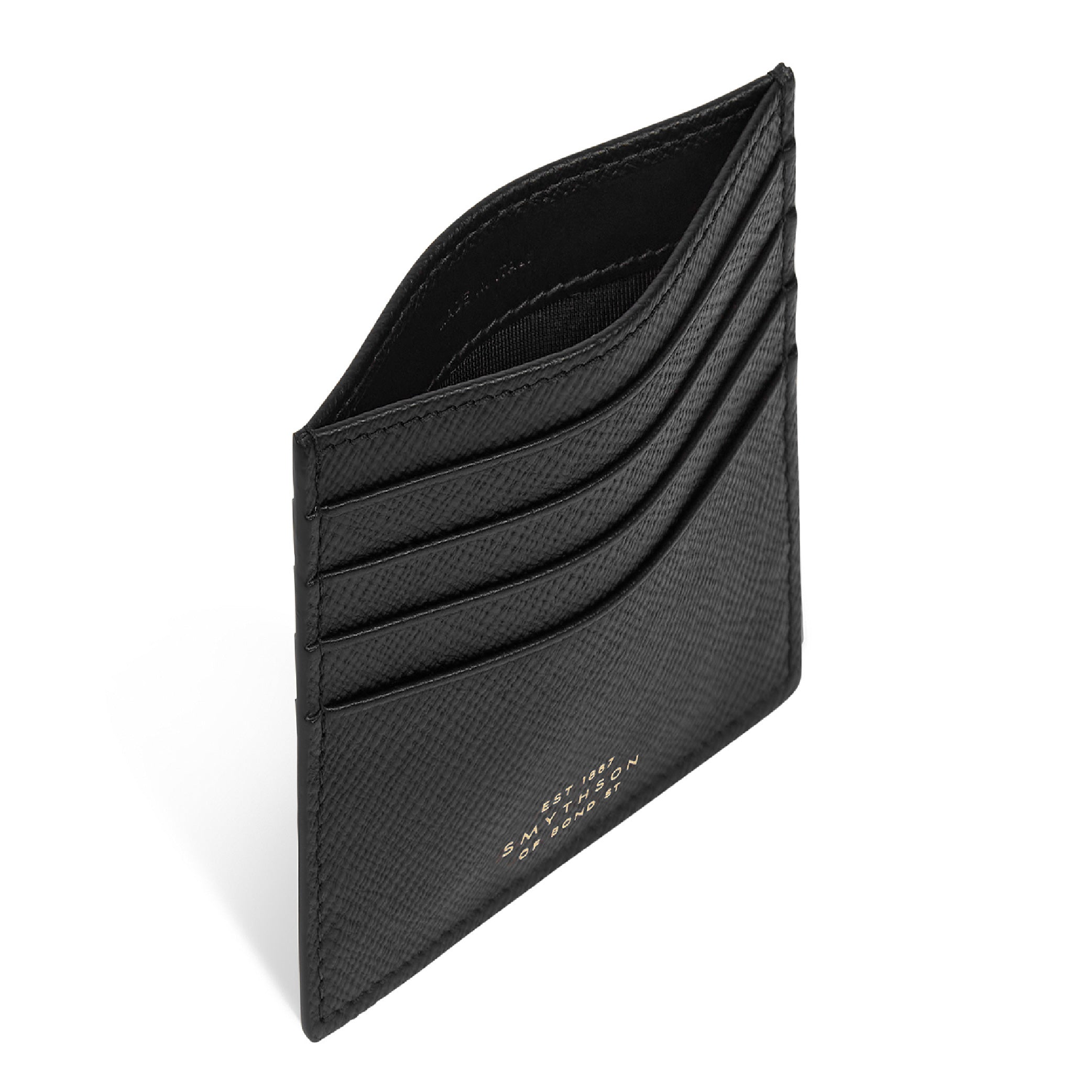 SMYTHSON Black 8 Card Slot Flat Card Holder in Panama