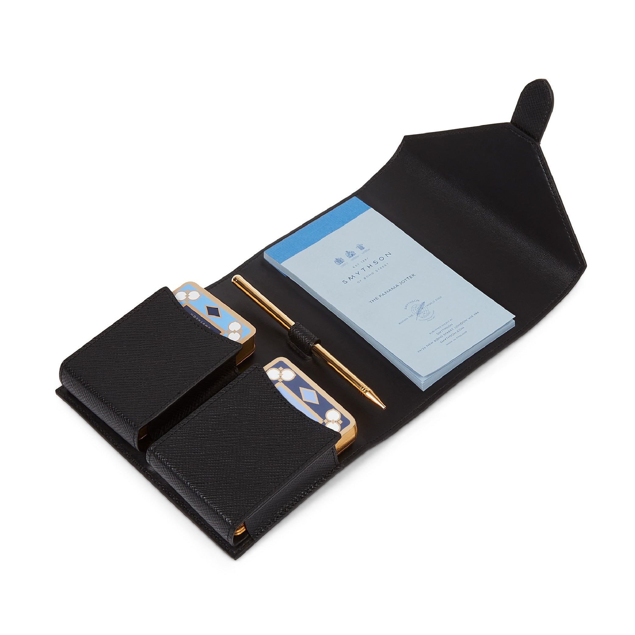 SMYTHSON Black Double Playing Cards Case in Panama