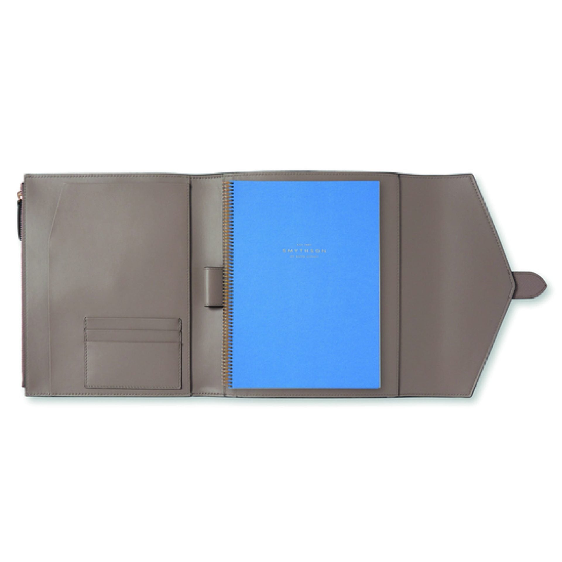 SMYTHSON Taupe Brown A5 Trifold Writing Folder in Panama