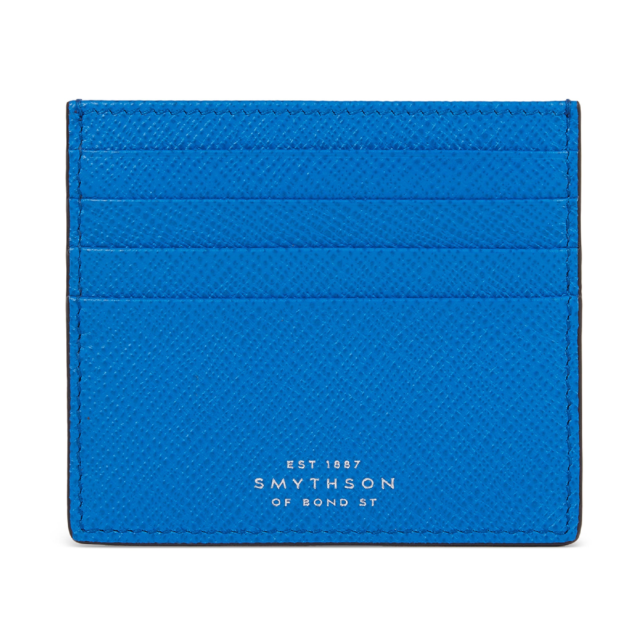 SMYTHSON Lapis Blue 8 Card Slot Flat Card Holder in Panama