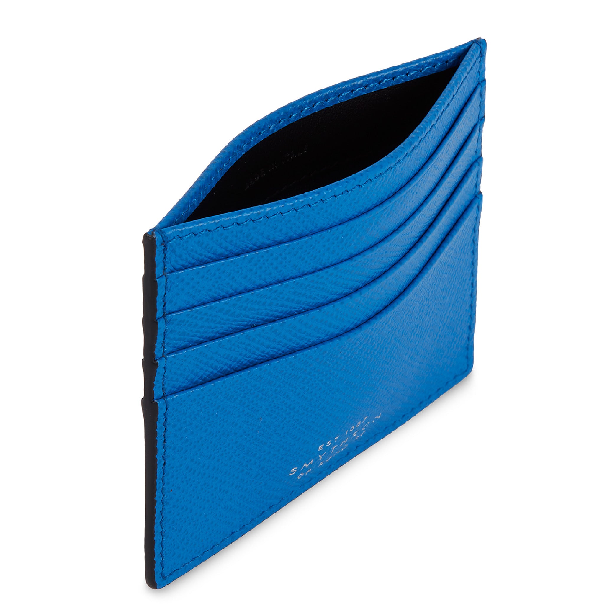 SMYTHSON Lapis Blue 8 Card Slot Flat Card Holder in Panama