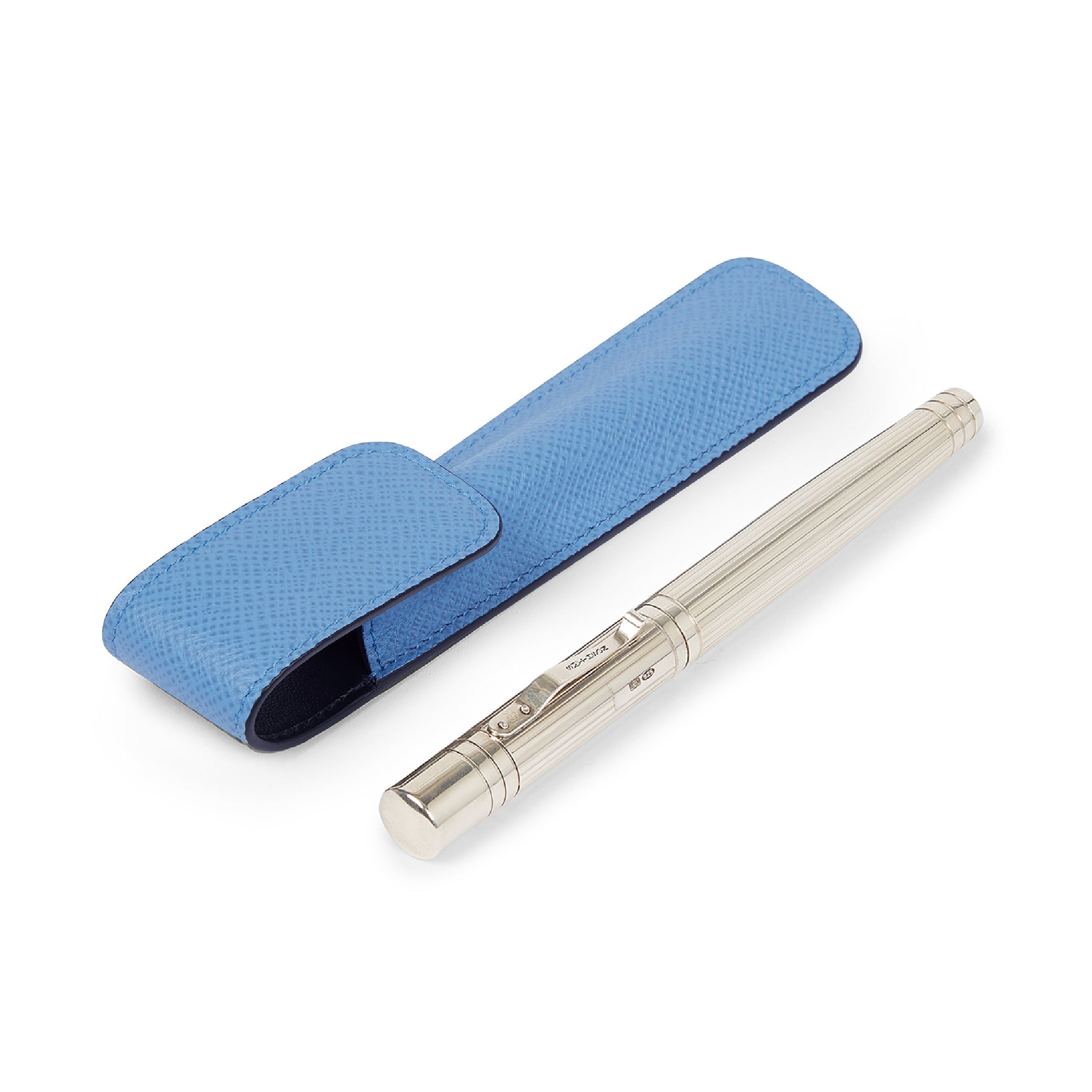 SMYTHSON Nile Blue Pen Sleeve in Panama