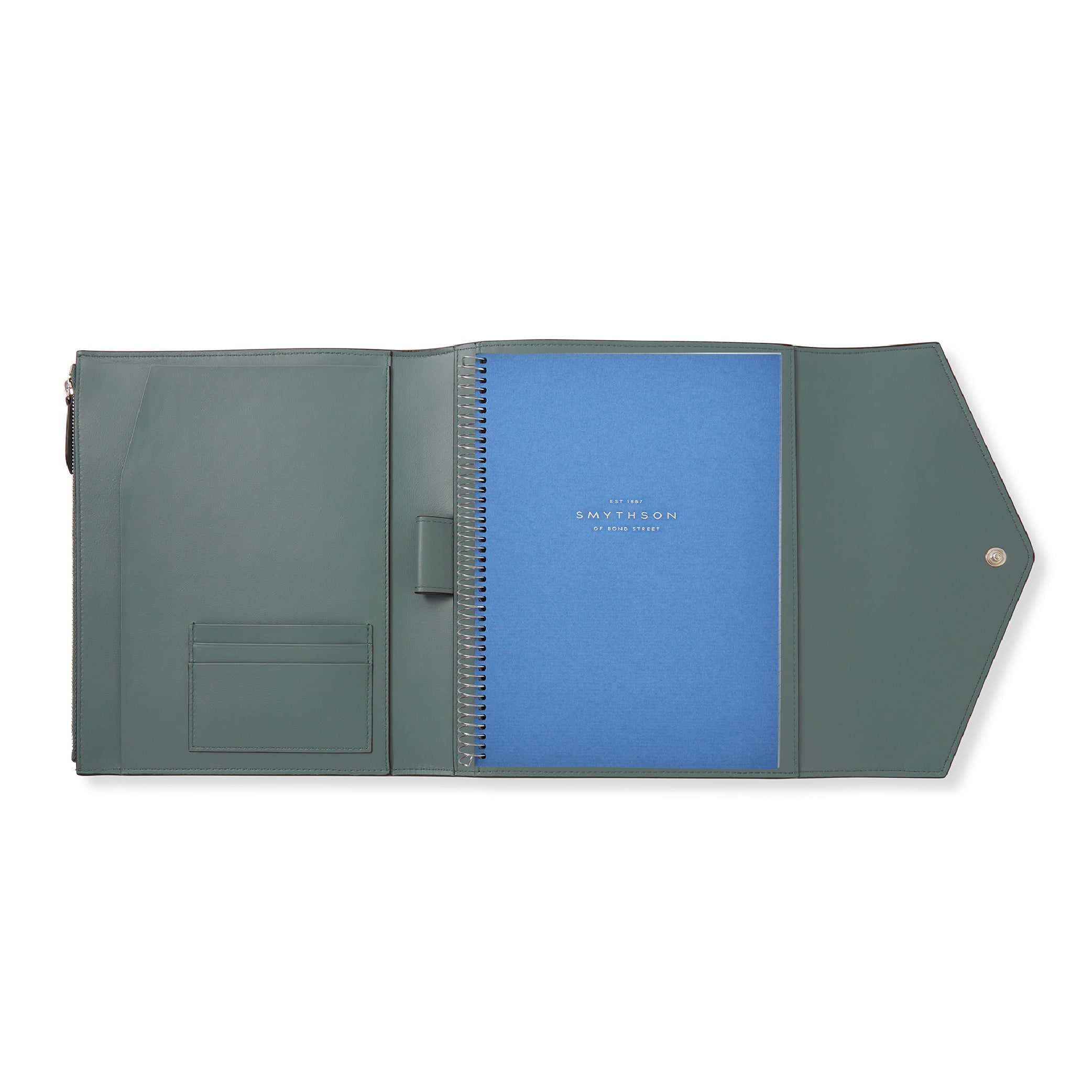 SMYTHSON Dark Teal Green A5 Envelope Writing Folder in Panama