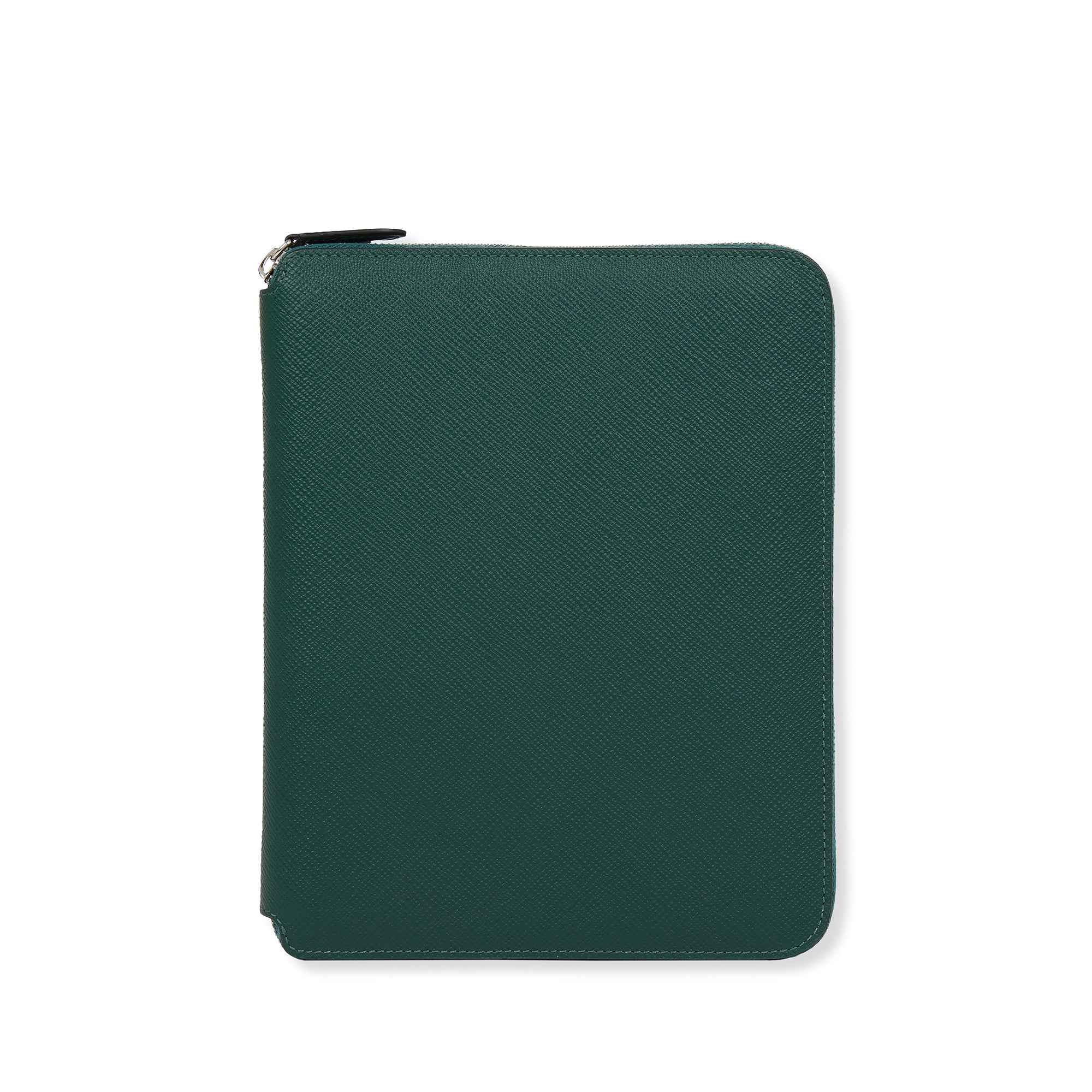 SMYTHSON Forest Green A5 Writing Folder with Zip in Panama