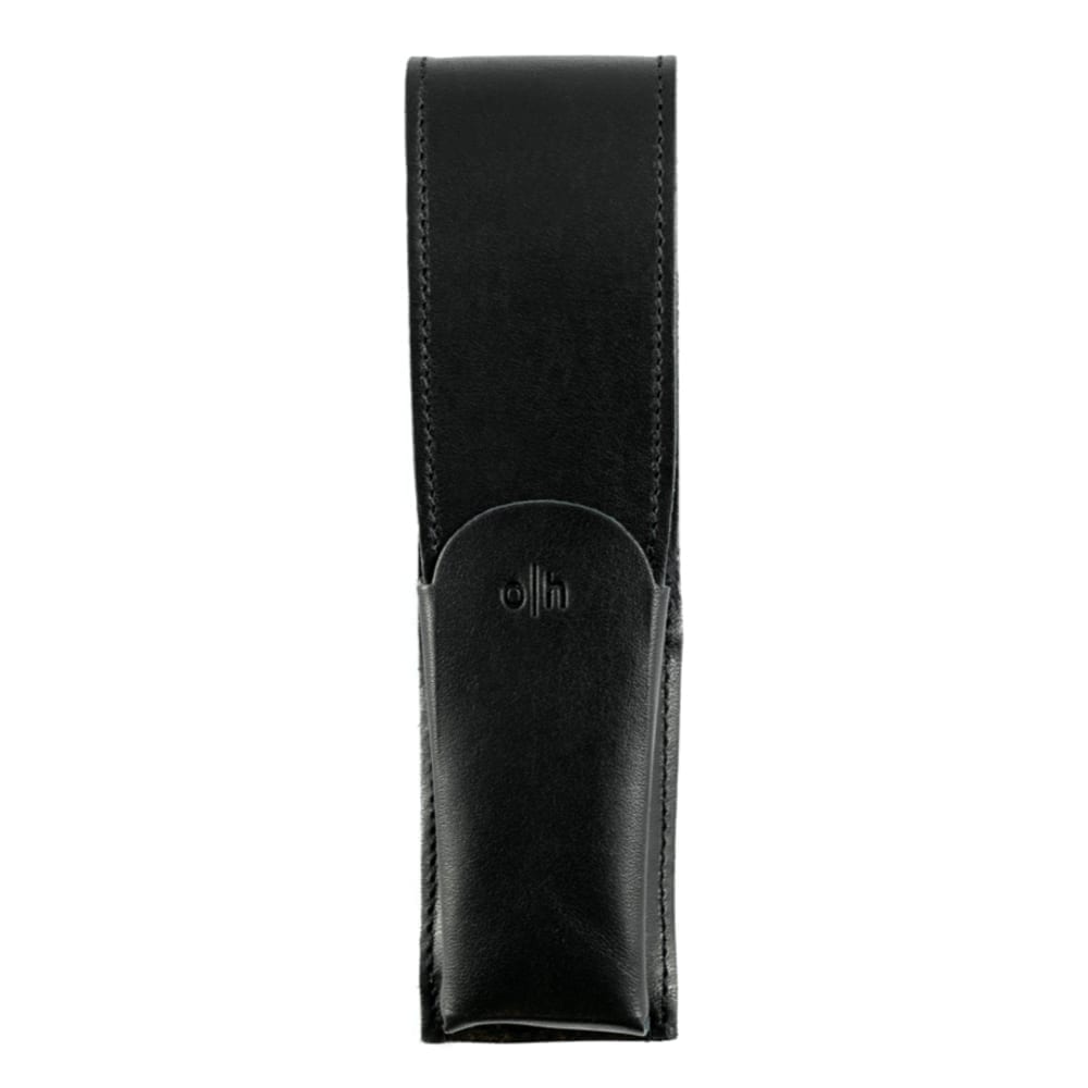 Leather 2 Pen Case Black