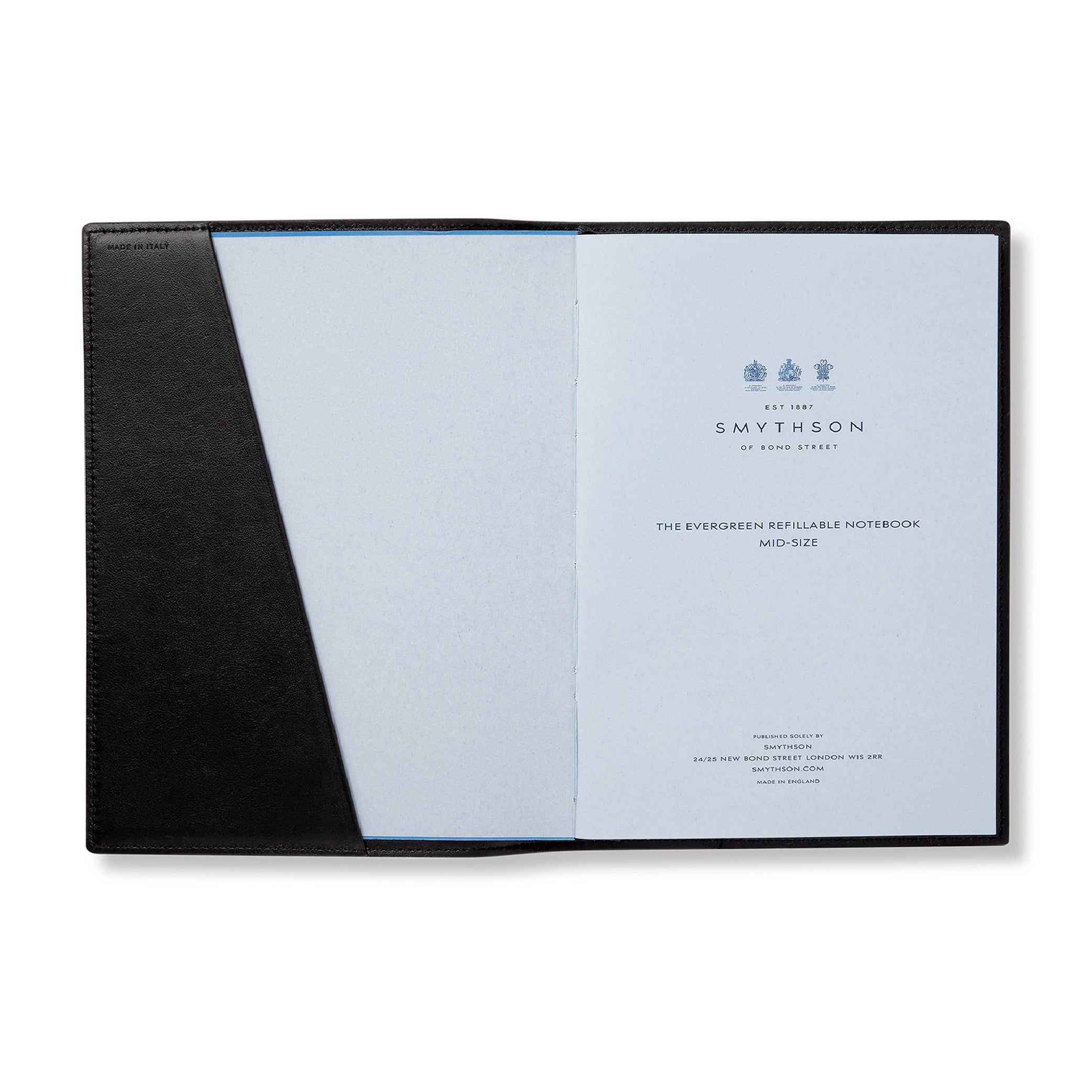 SMYTHSON Navy Evergreen Refillable Notebook in Ludlow