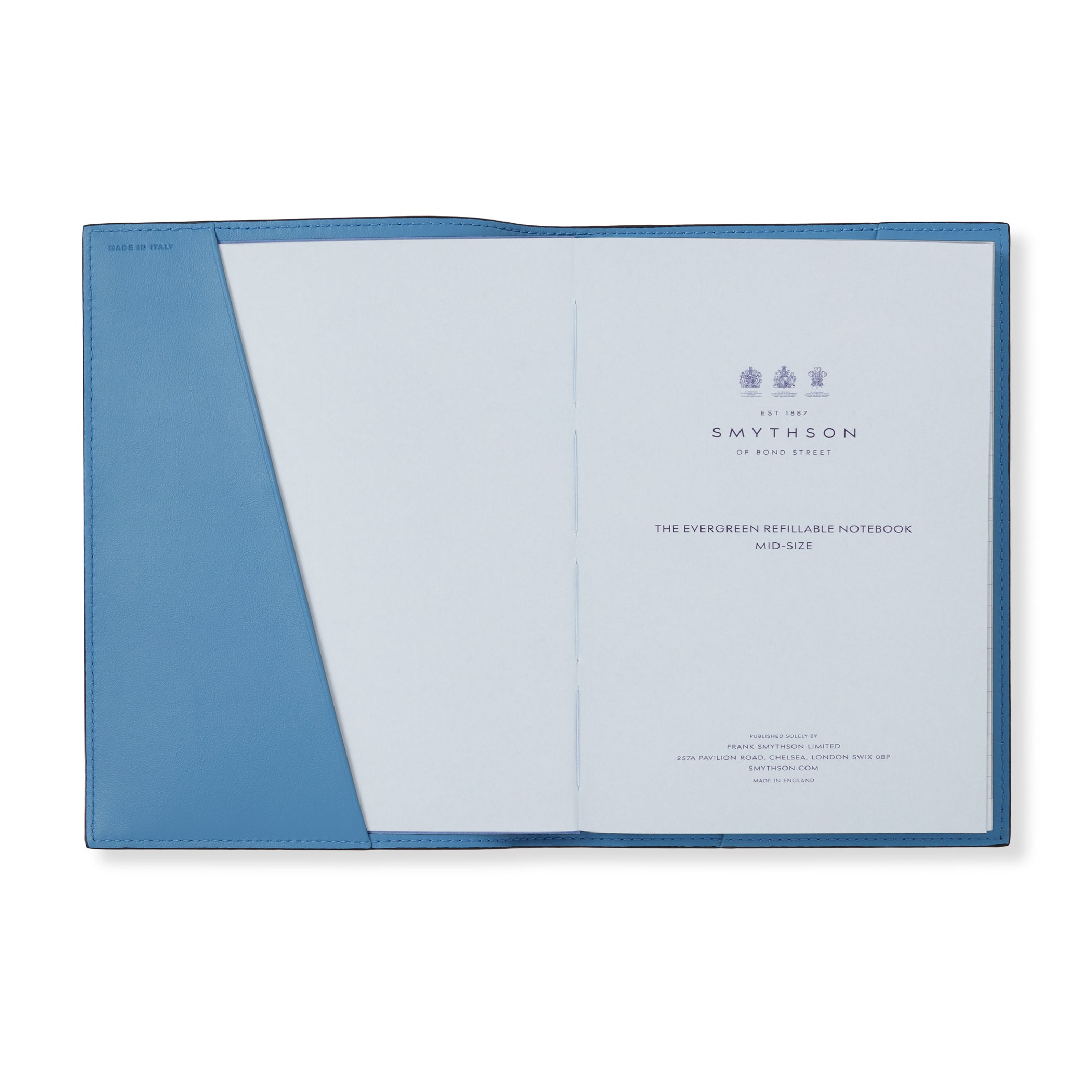 SMYTHSON Nile Blue Evergreen Refillable Notebook in Ludlow