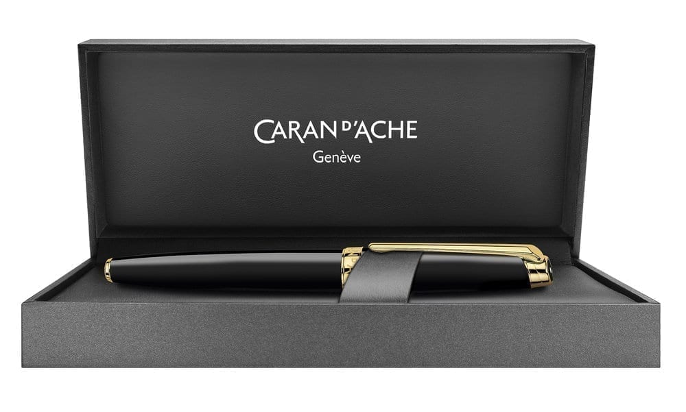 CARAN D'ACHE Leman Ebony Black Gold Fountain Pen