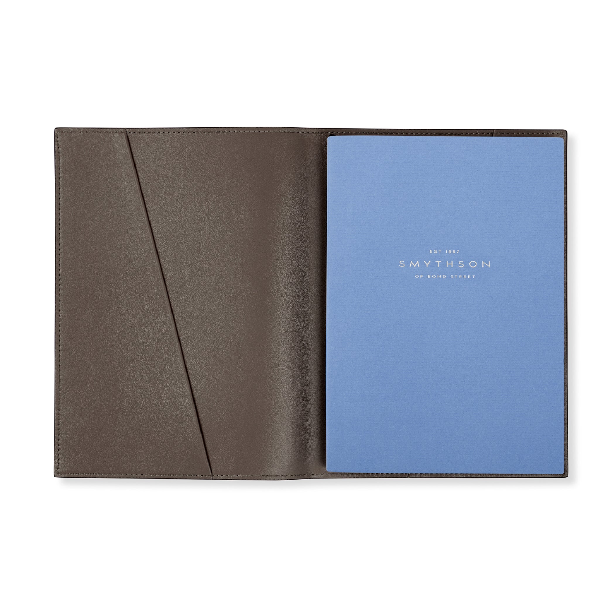 SMYTHSON Dark Taupe Evergreen Refillable Notebook in Ludlow