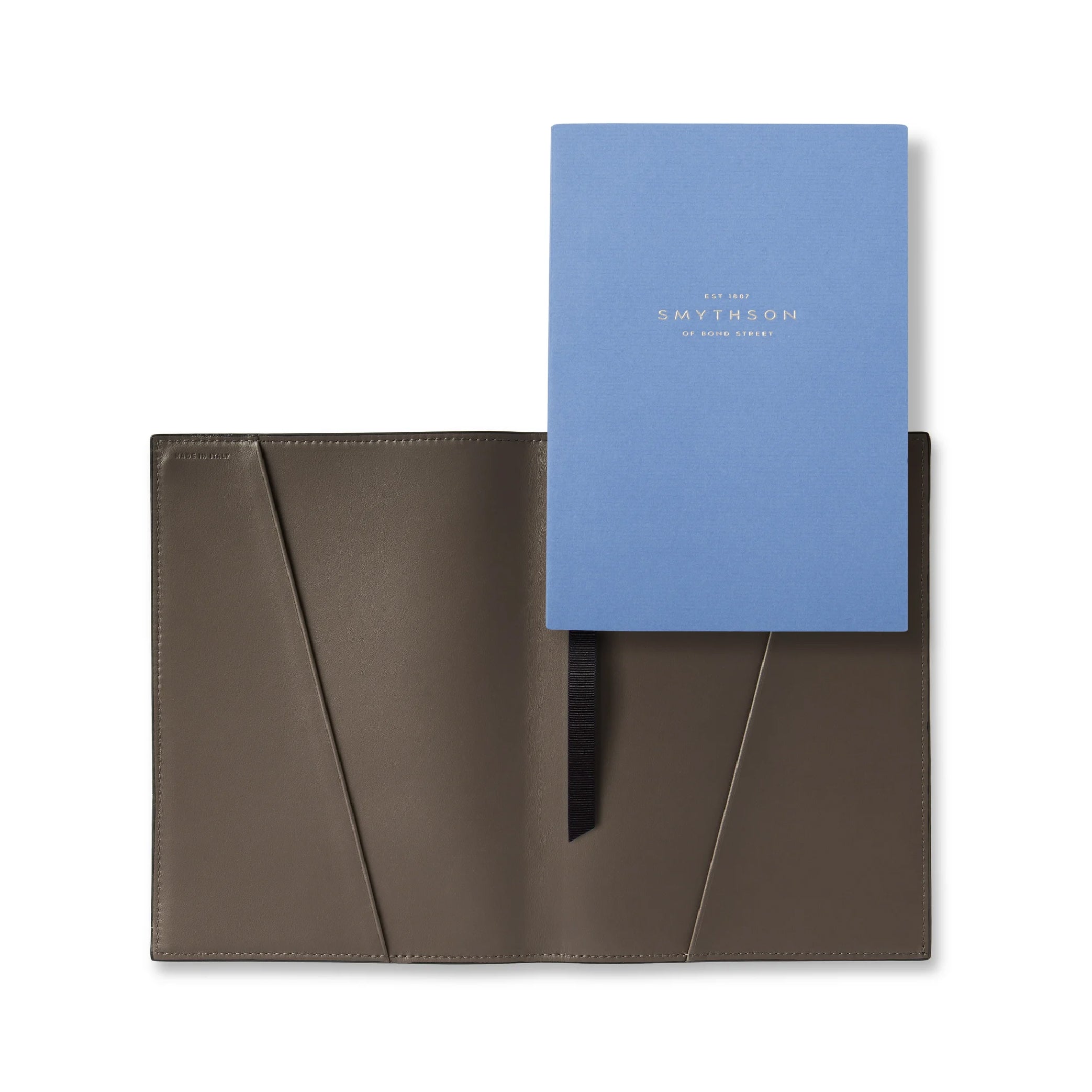 SMYTHSON Dark Taupe Evergreen Refillable Notebook in Ludlow