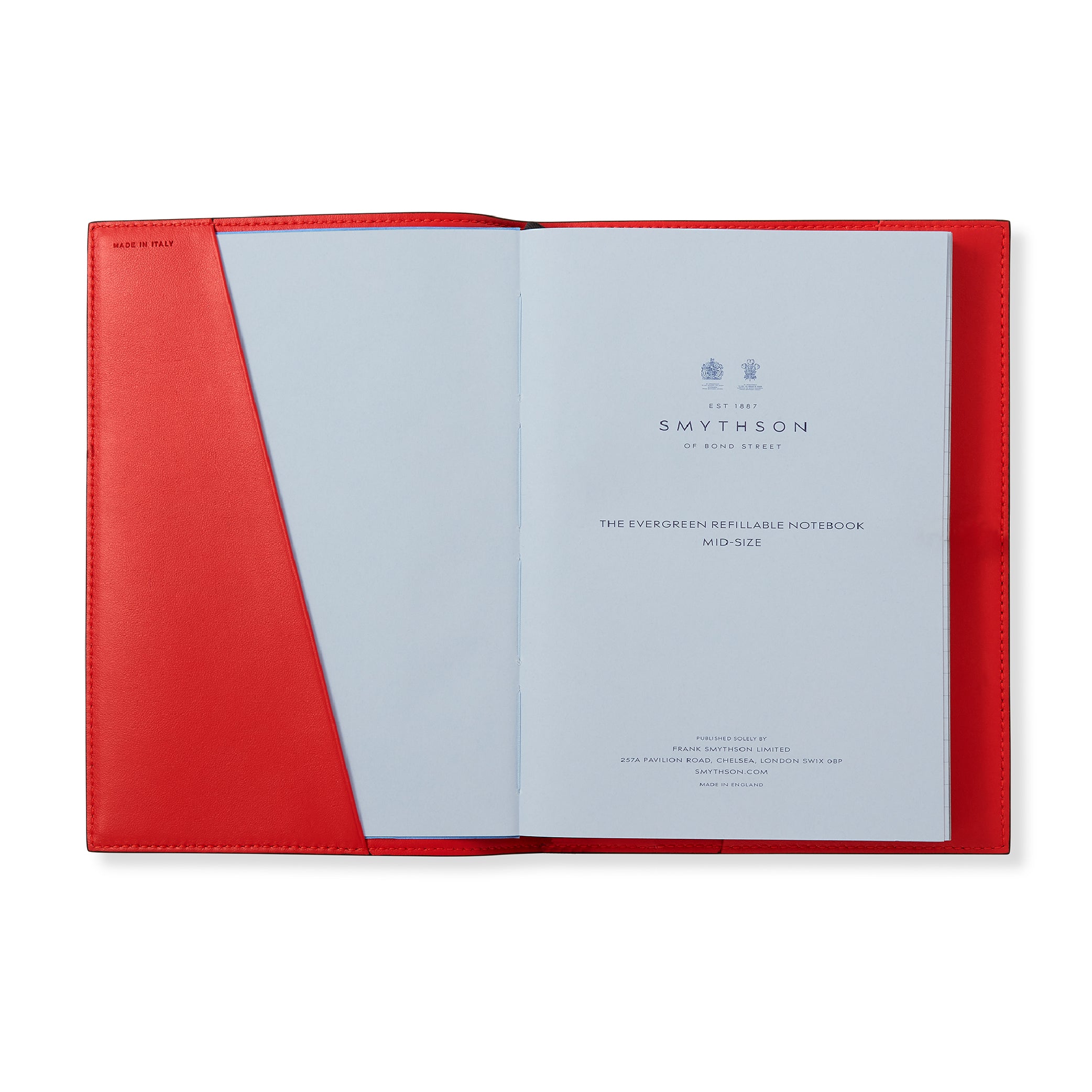 SMYTHSON Poppy Red Evergreen Refillable Notebook in Ludlow