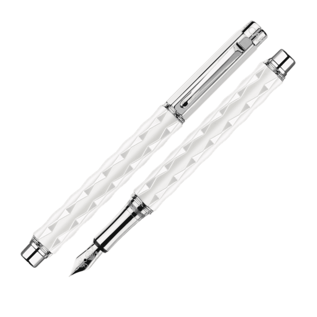 CARAN D'ACHE Silver-Plated, Rhodium-Coated Varius Ceramic White Fountain Pen