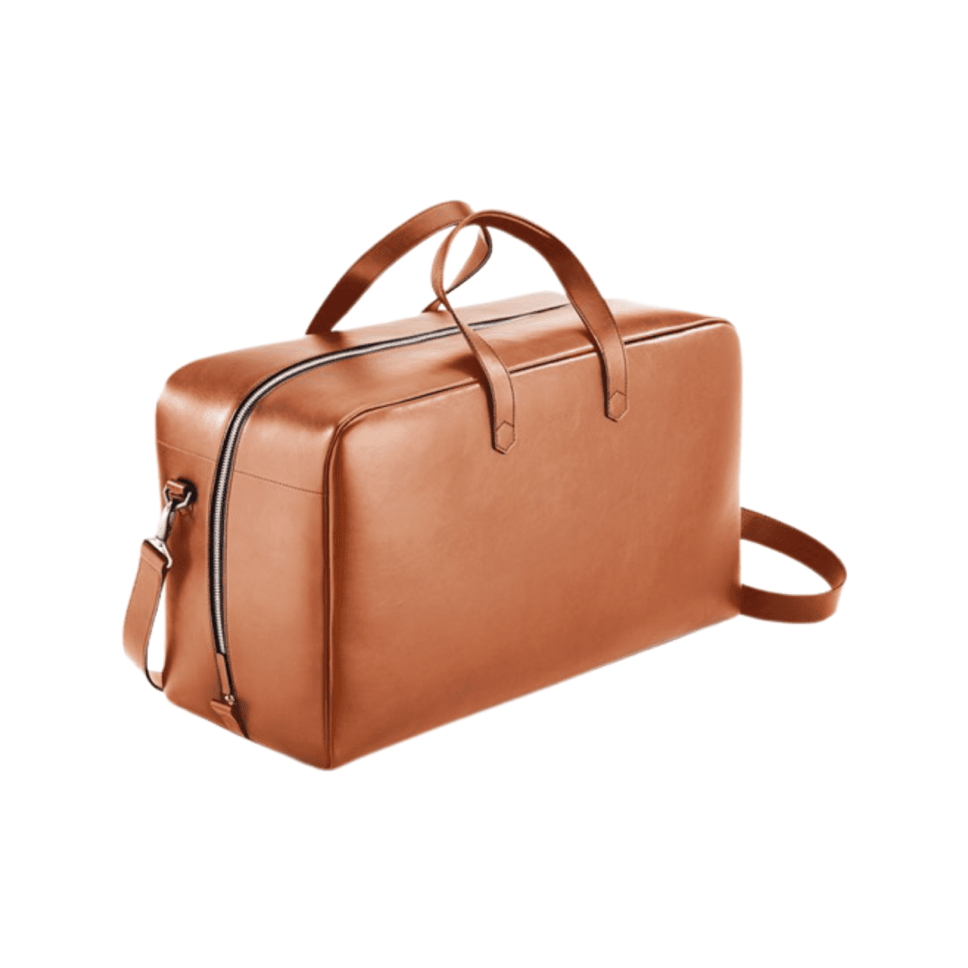 Beige LEATHER Weekend Travel Bag