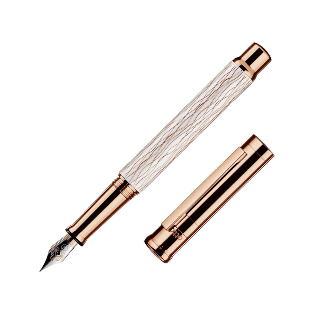 design04 Wave White Rose Gold Fountain Pen