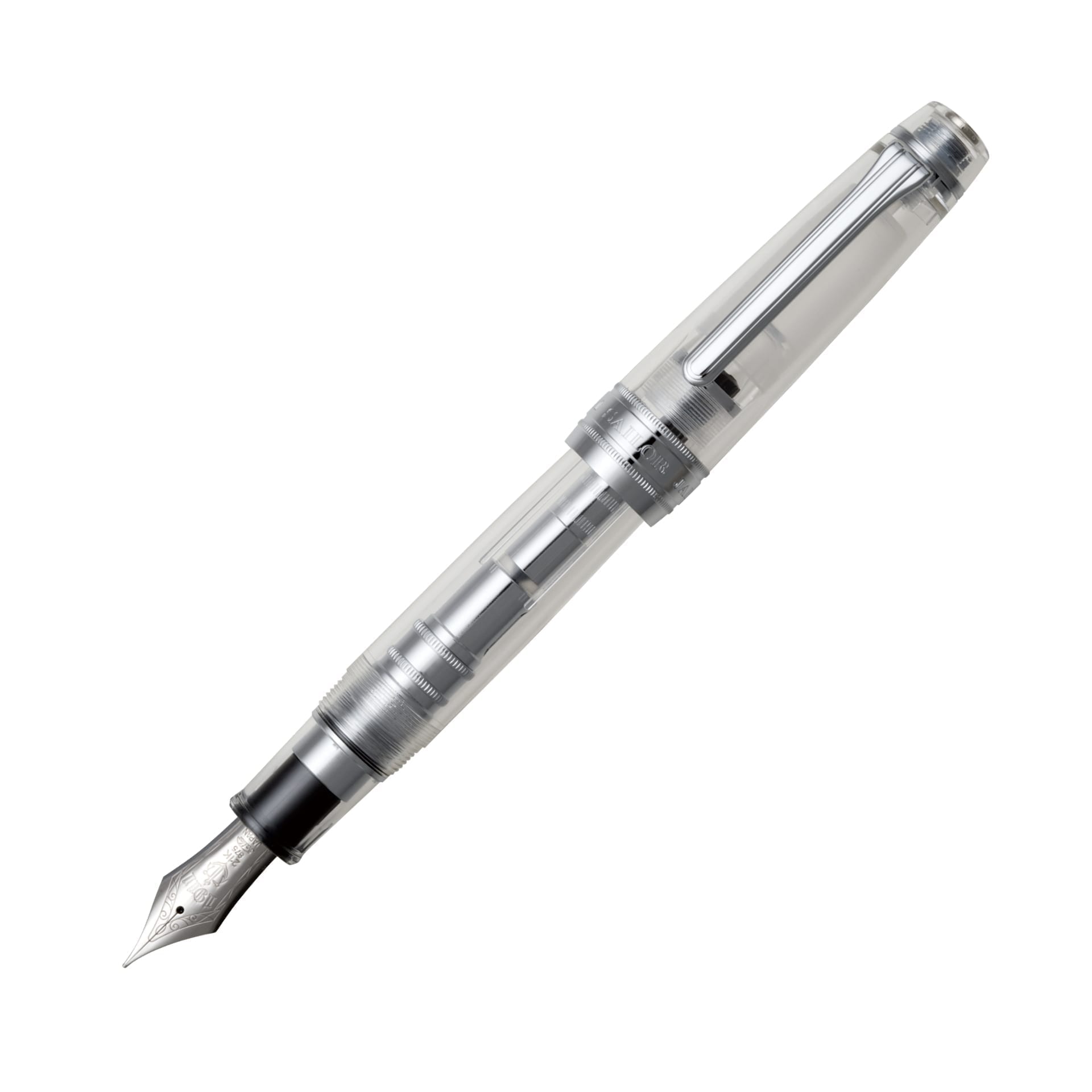 Penna stilografica SAILOR Professional Gear Demonstrator con finiture in rodio e pennino 21kt