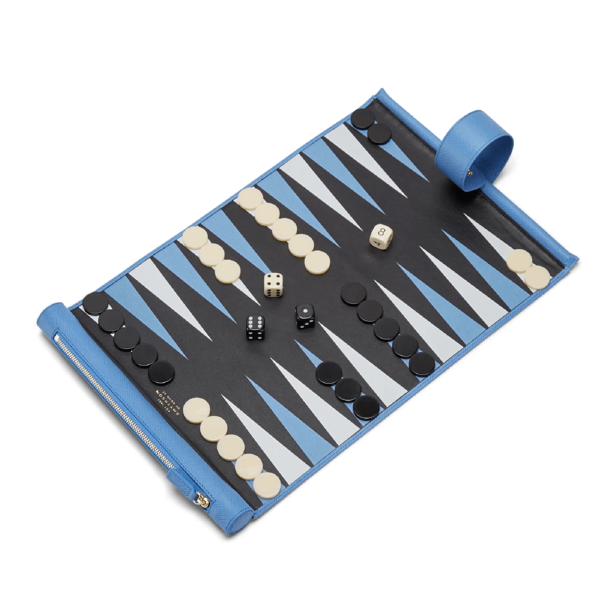 SMYTHSON_Backgammon Roll in Nile Blue Panama