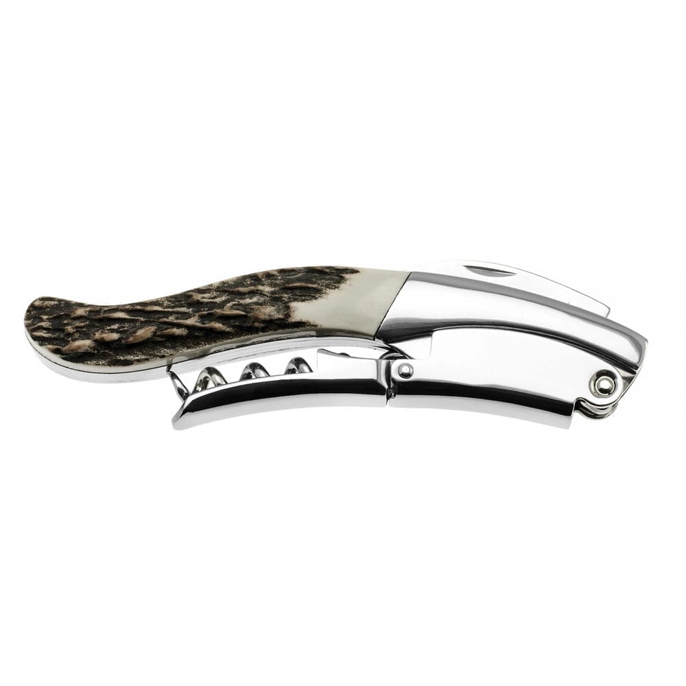 LEGNOART Corkscrew Wine Bottle Opener 'Ghemme' Stainless Steel and Deer Horn