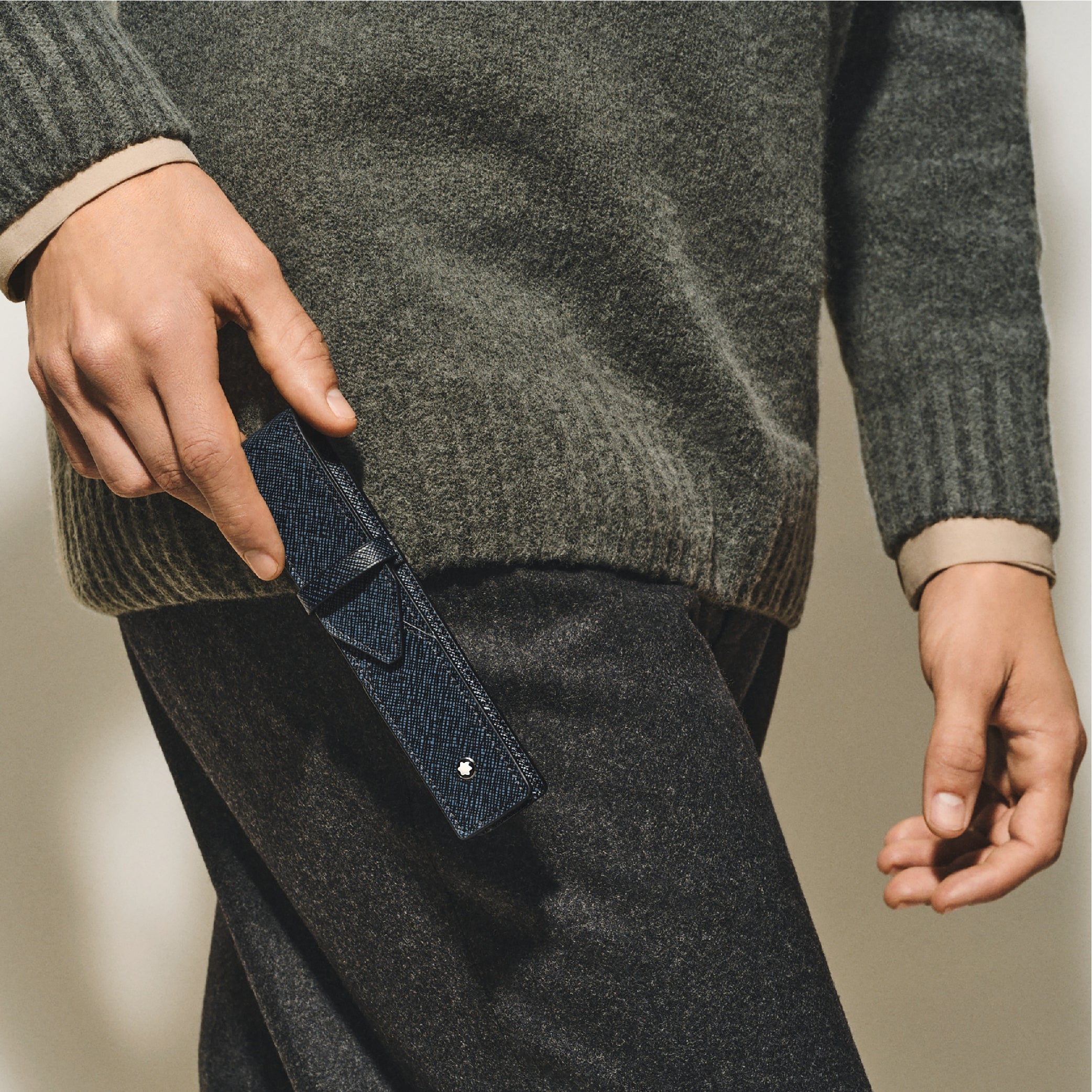 Sartorial 1 Pen Pouch Tweed Blue