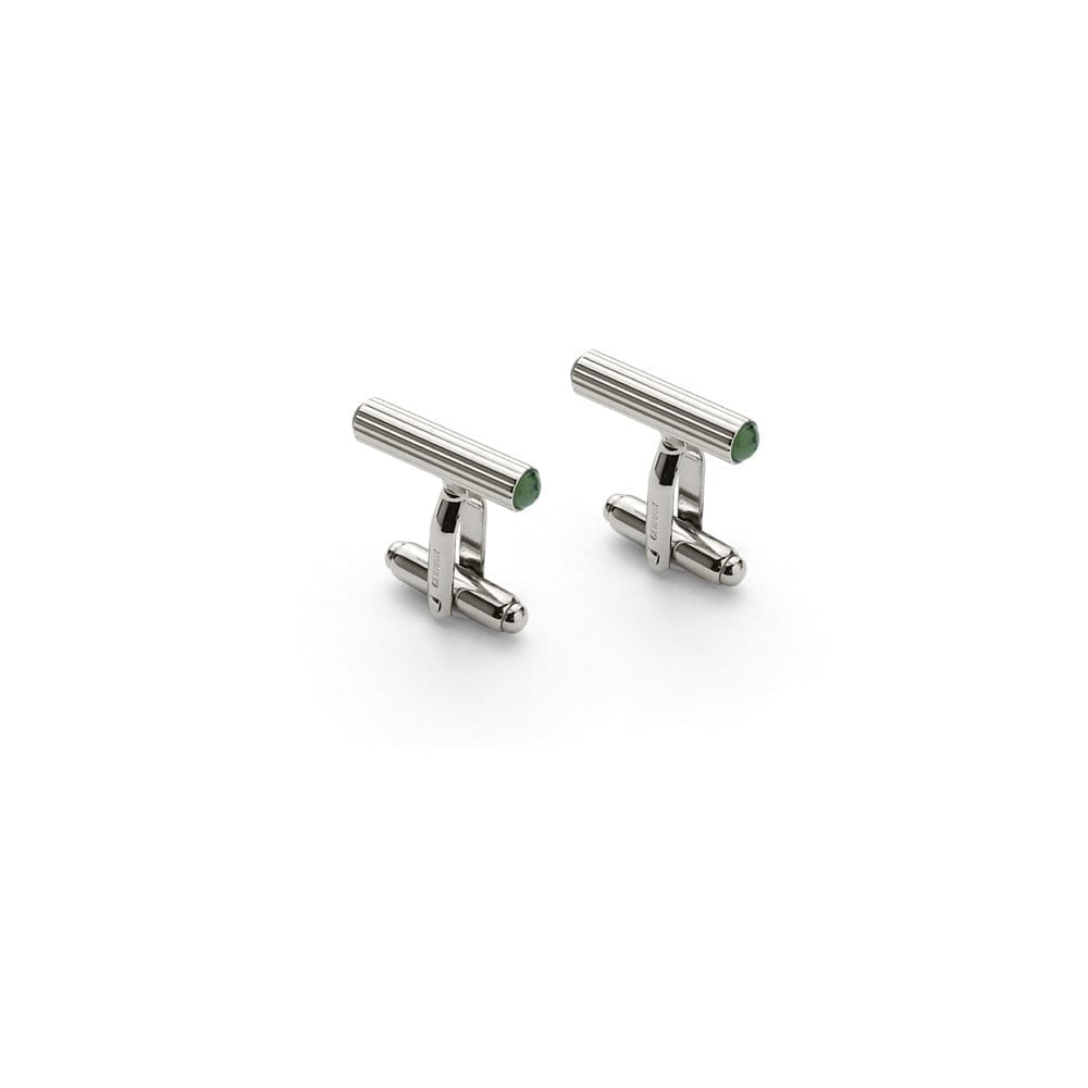 Cufflinks Cylindrical Platinum Plated with Jade