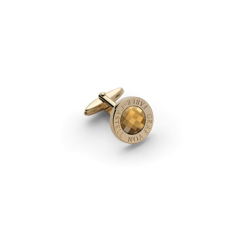 Cufflinks Round Gold with Citrine