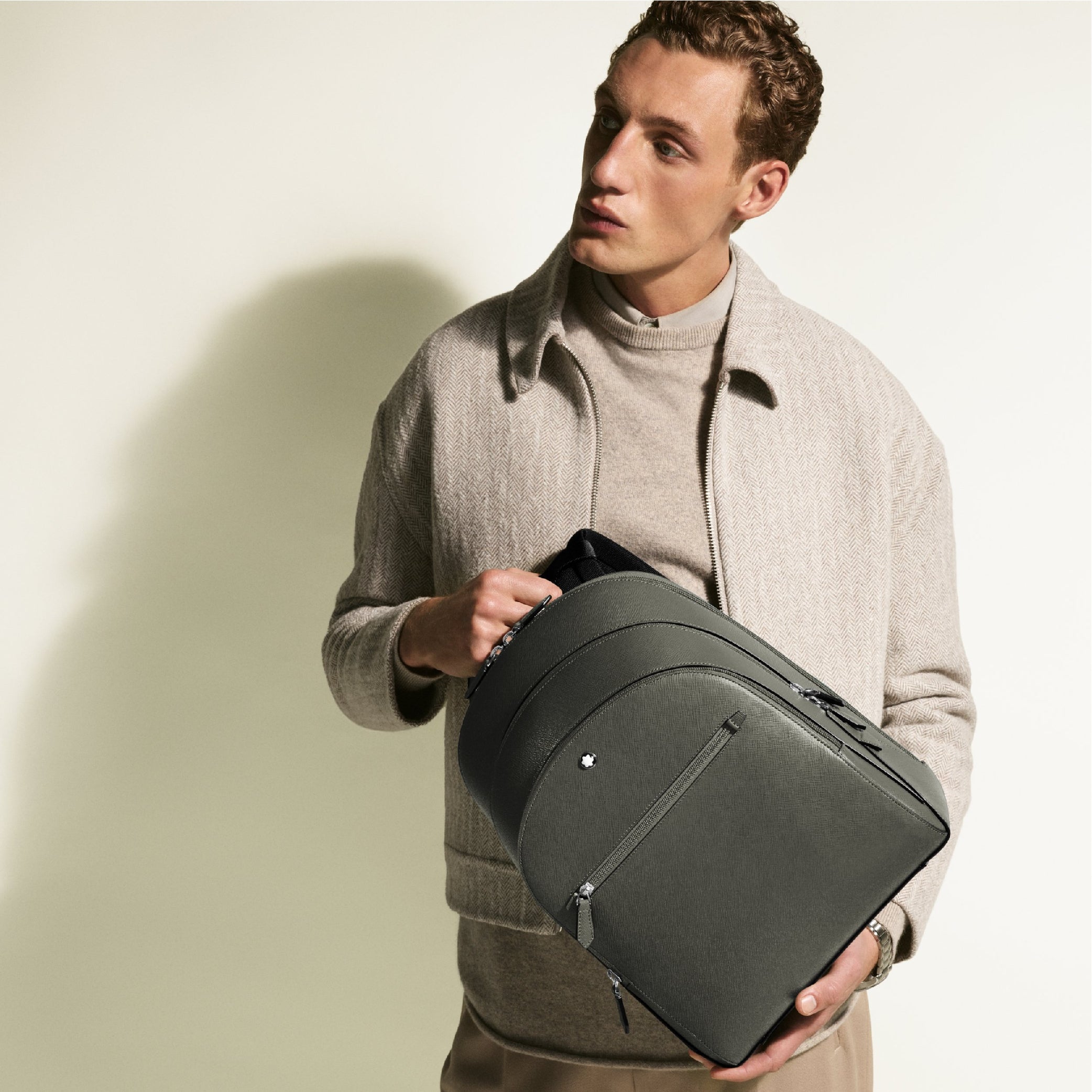 Sartorial Medium Medium Grey Backpack 3 Compartments